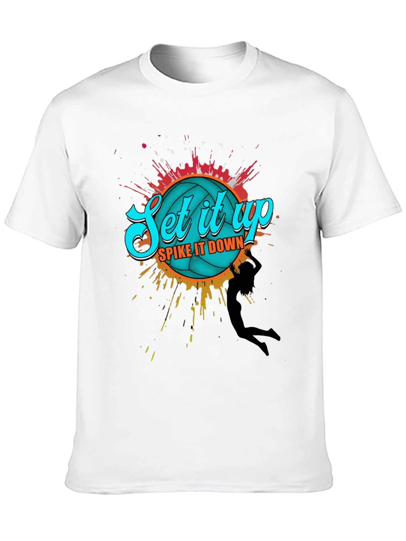 Volleyball Graphic T-Shirt - Set it Up Spike it Down