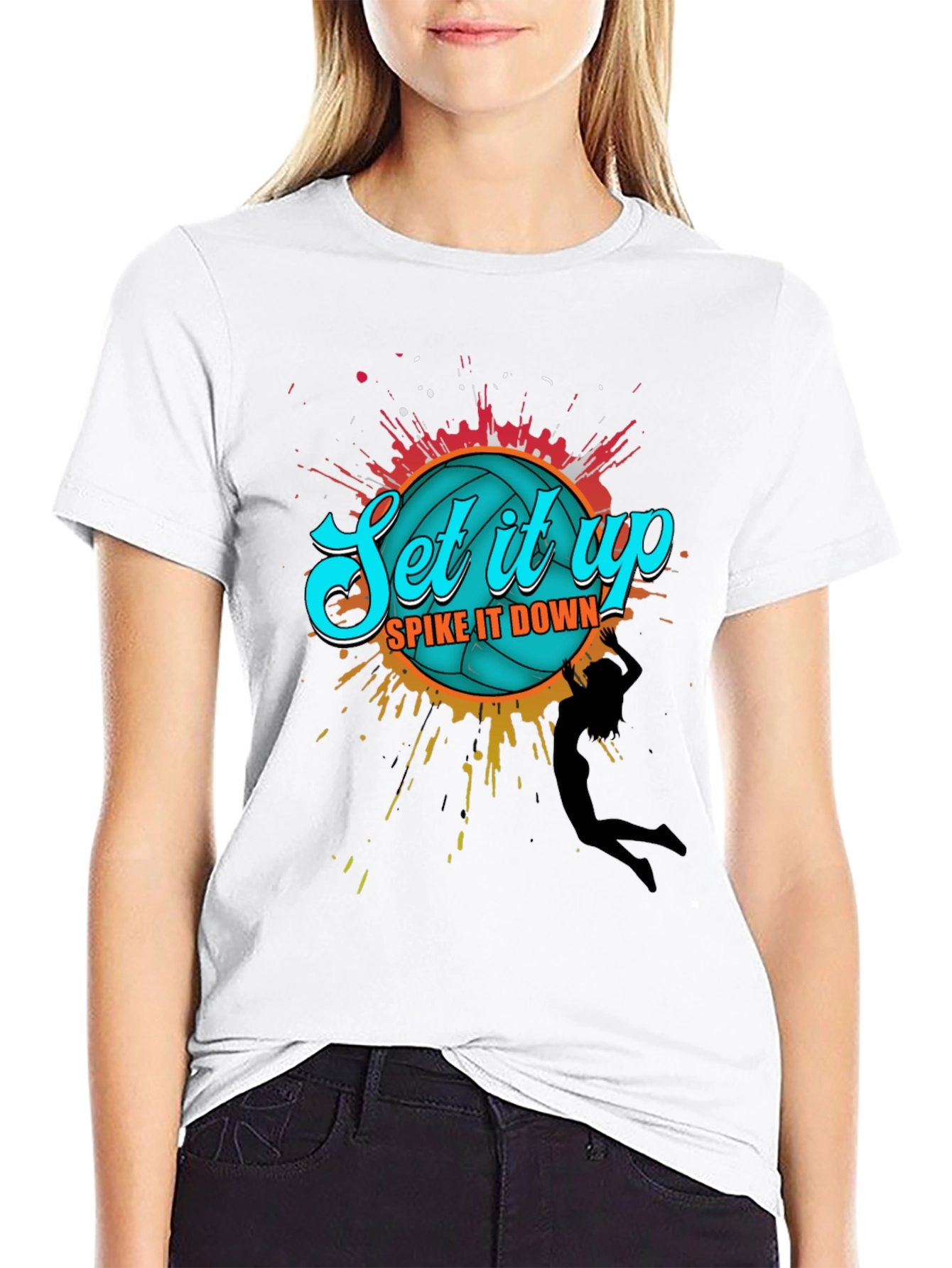 Volleyball Graphic T-Shirt - Set it Up Spike it Down