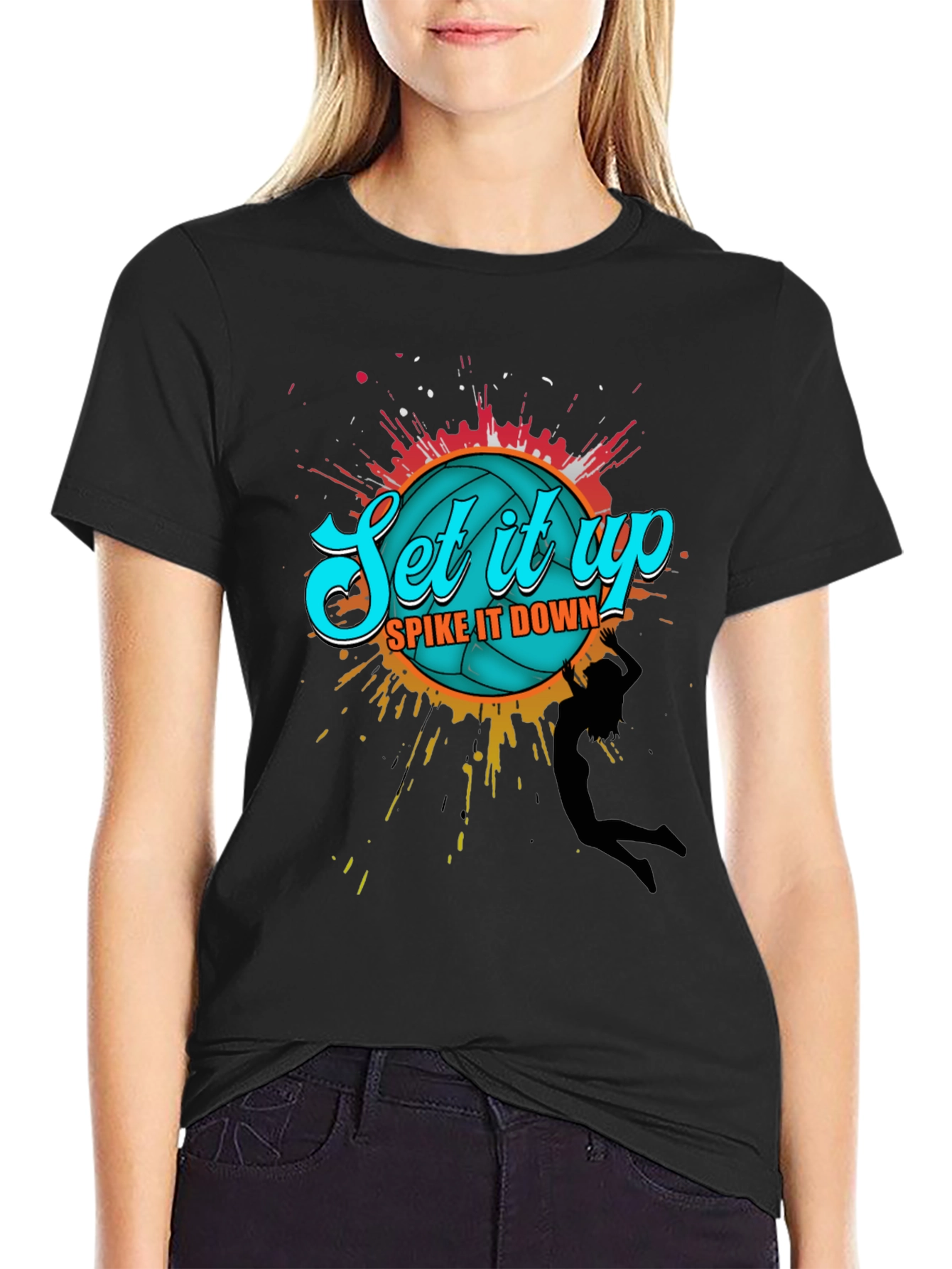 Volleyball Graphic T-Shirt - Set it Up Spike it Down