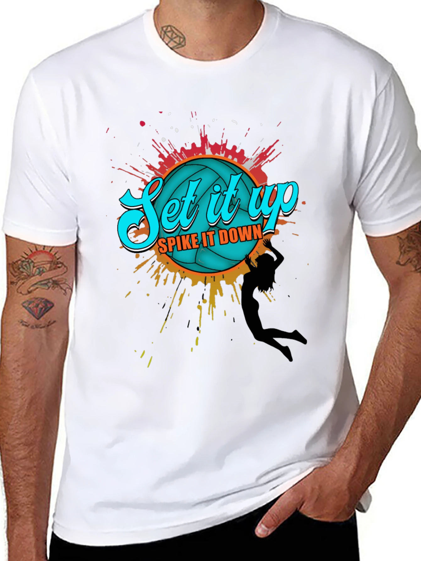 Volleyball Graphic T-Shirt - Set it Up Spike it Down