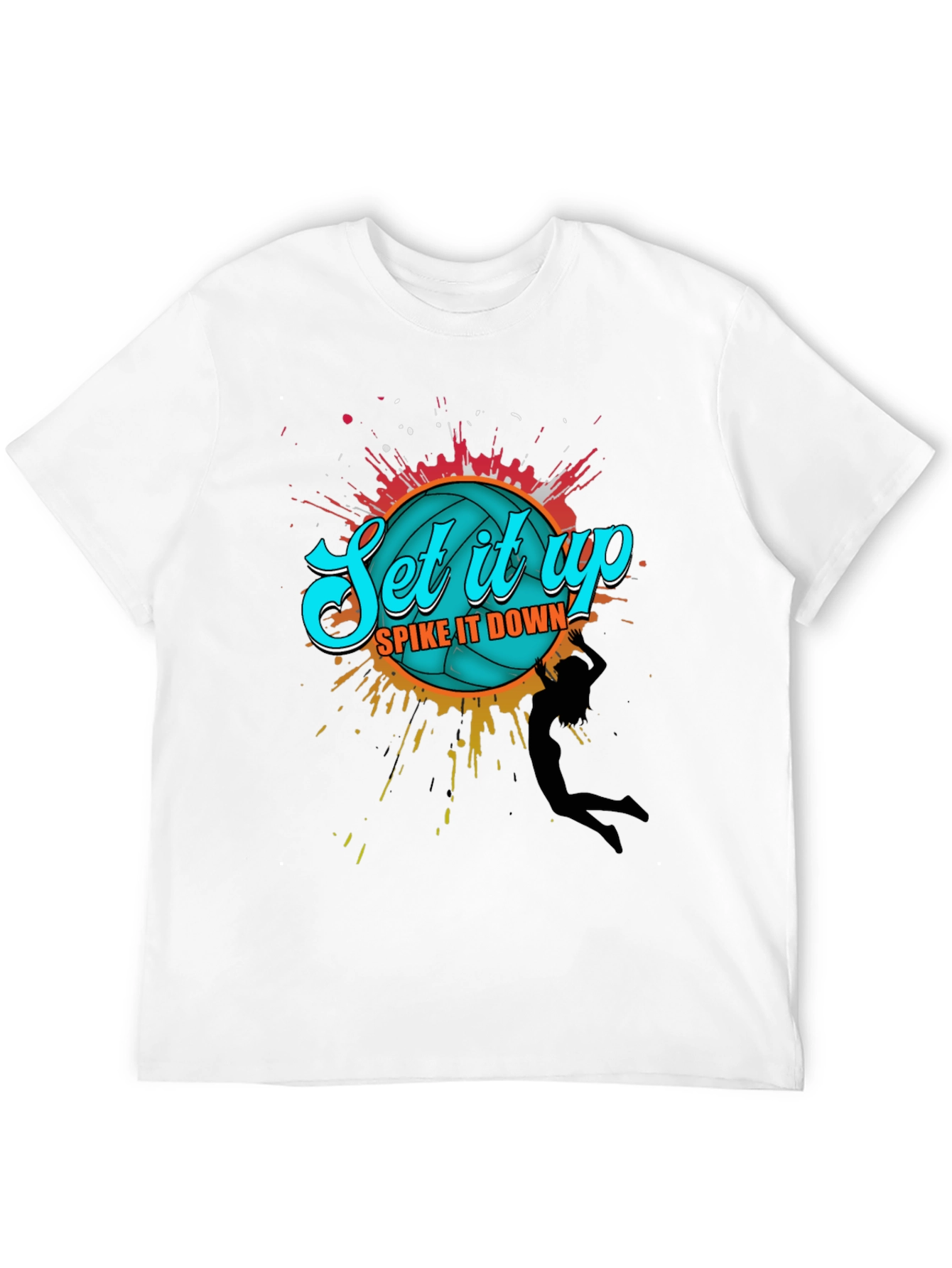 Volleyball Graphic T-Shirt - Set it Up Spike it Down