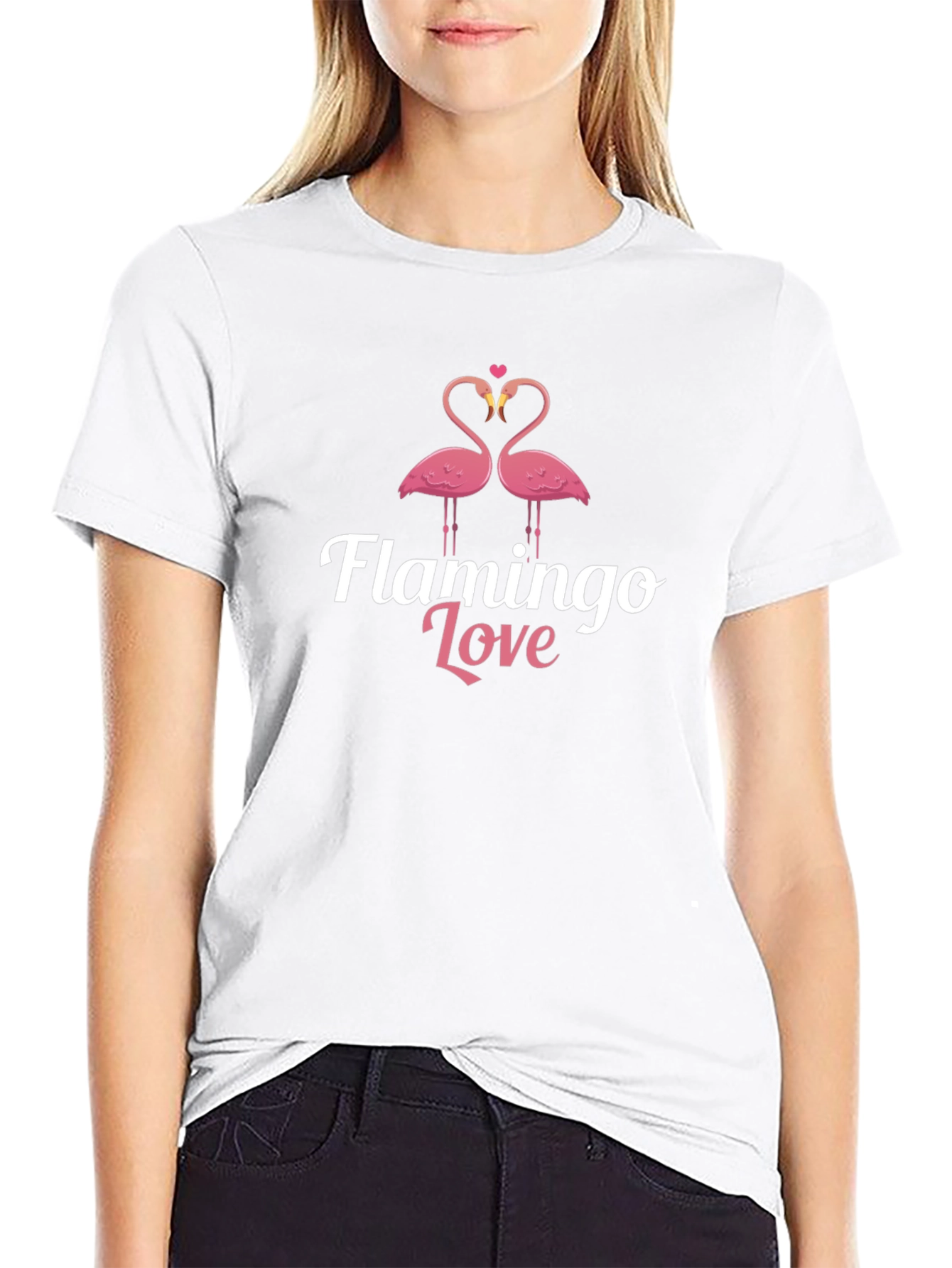 Flamingo Love Black Graphic Tee