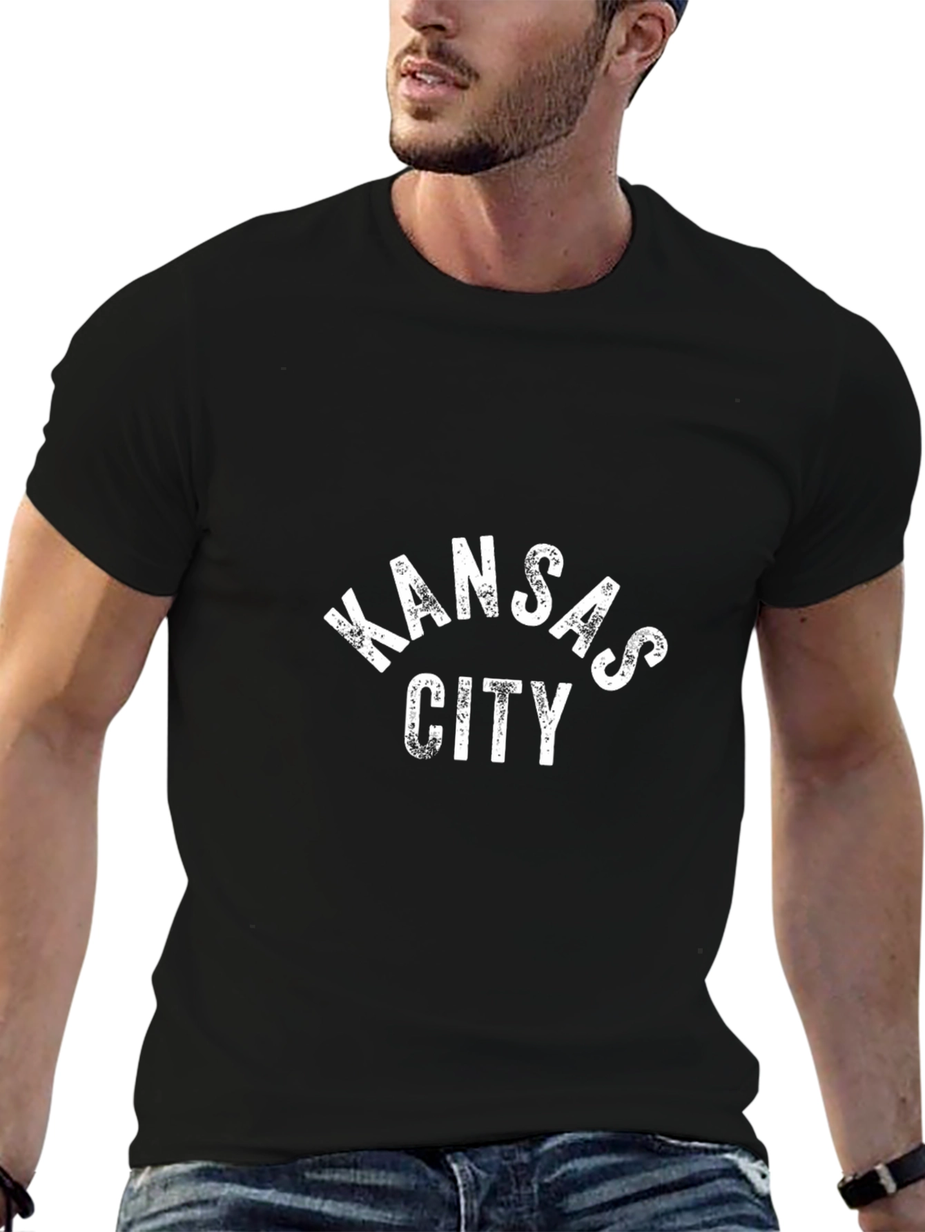 Kansas City Tee - Distressed Print Black T-Shirt