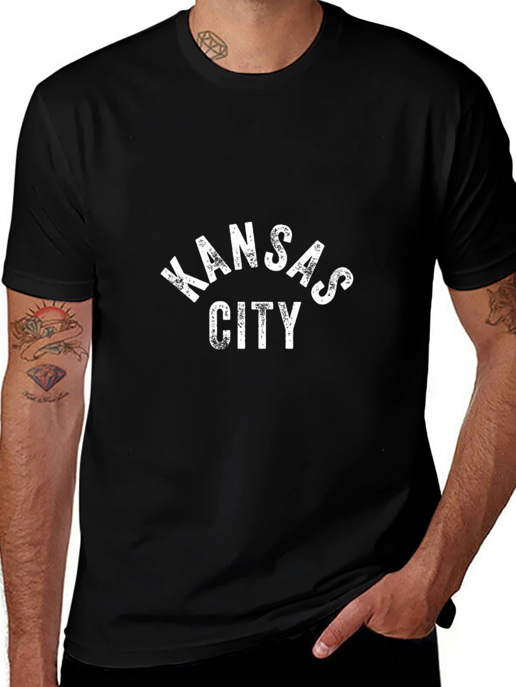 Kansas City Tee - Distressed Print Black T-Shirt