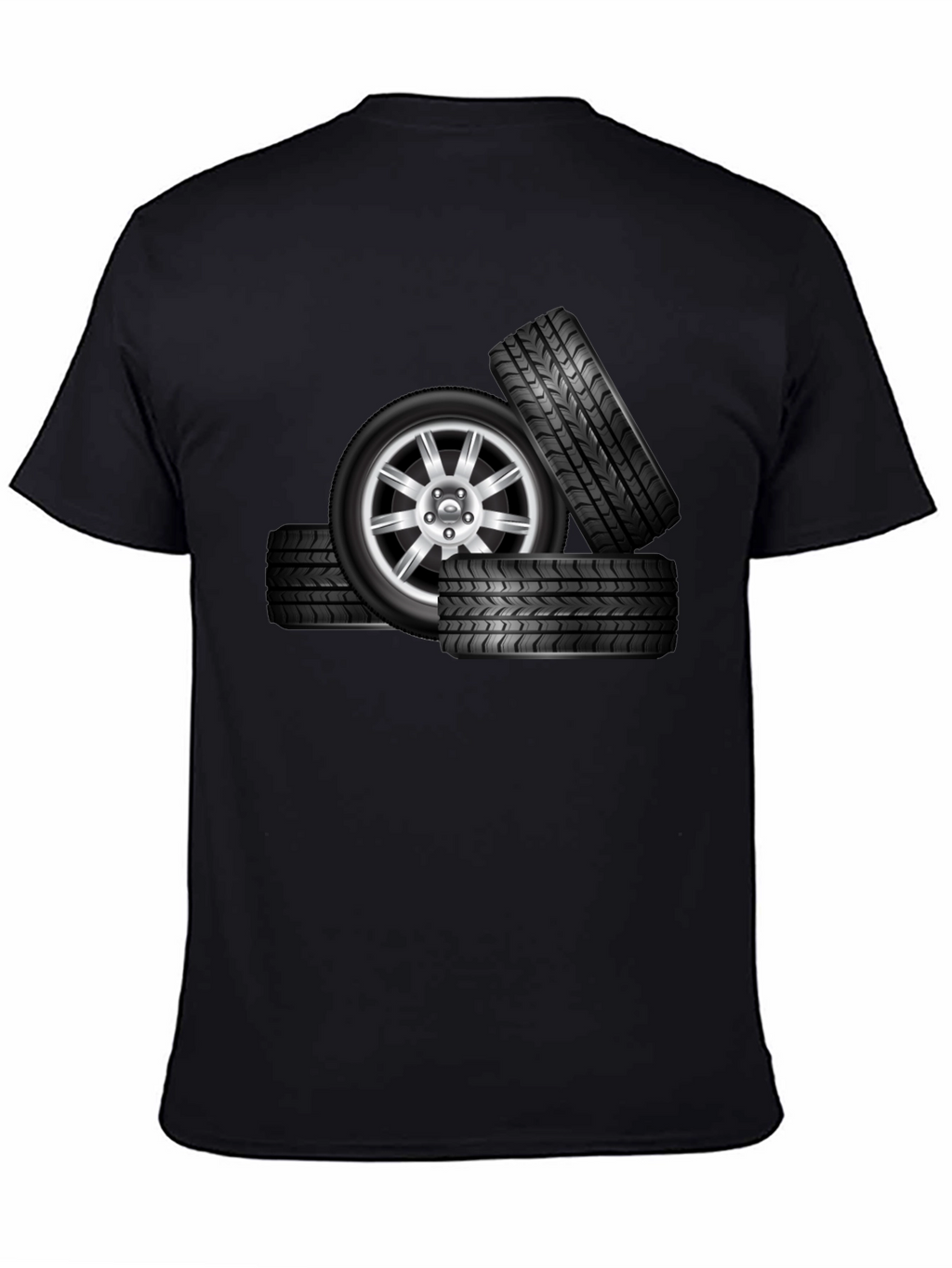 Black Tire Stack Graphic T-Shirt