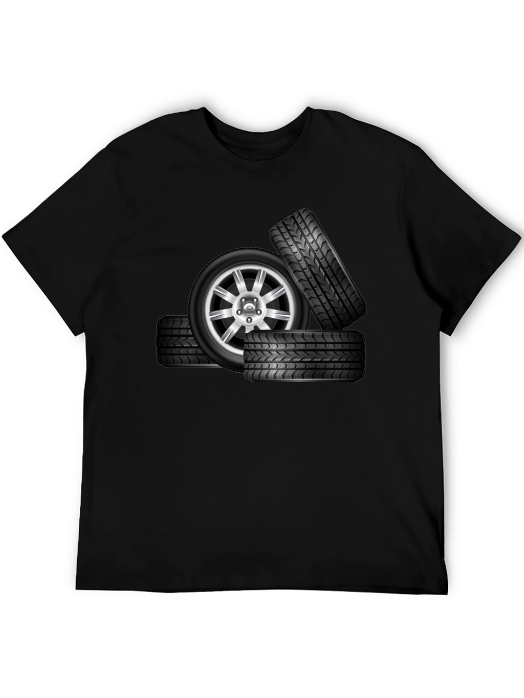 Black Tire Stack Graphic T-Shirt