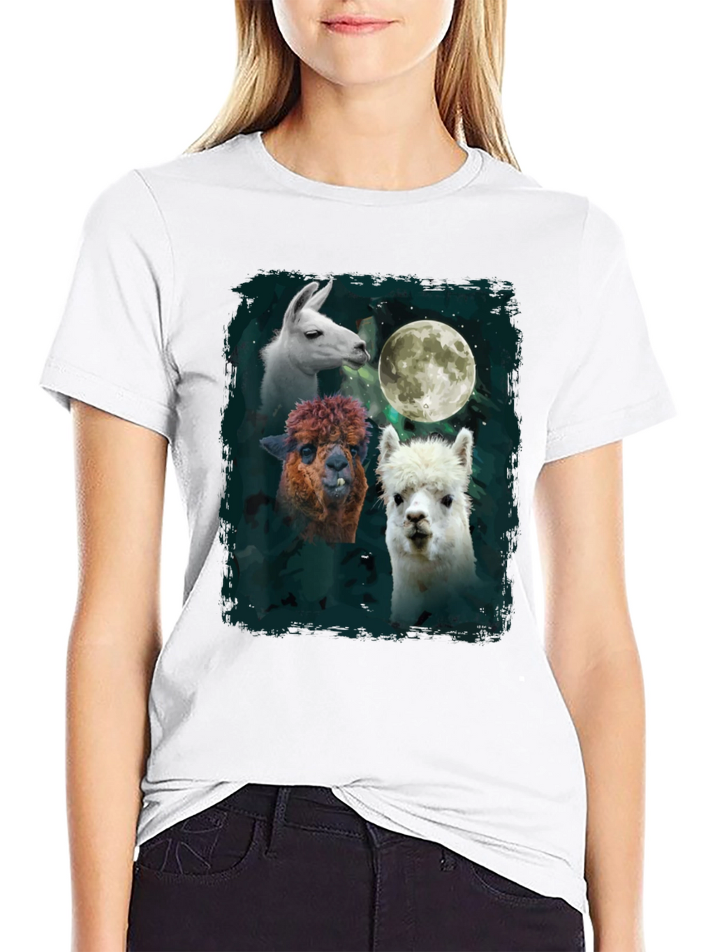 Llama Moon T-Shirt - Unique Animal Graphic Tee