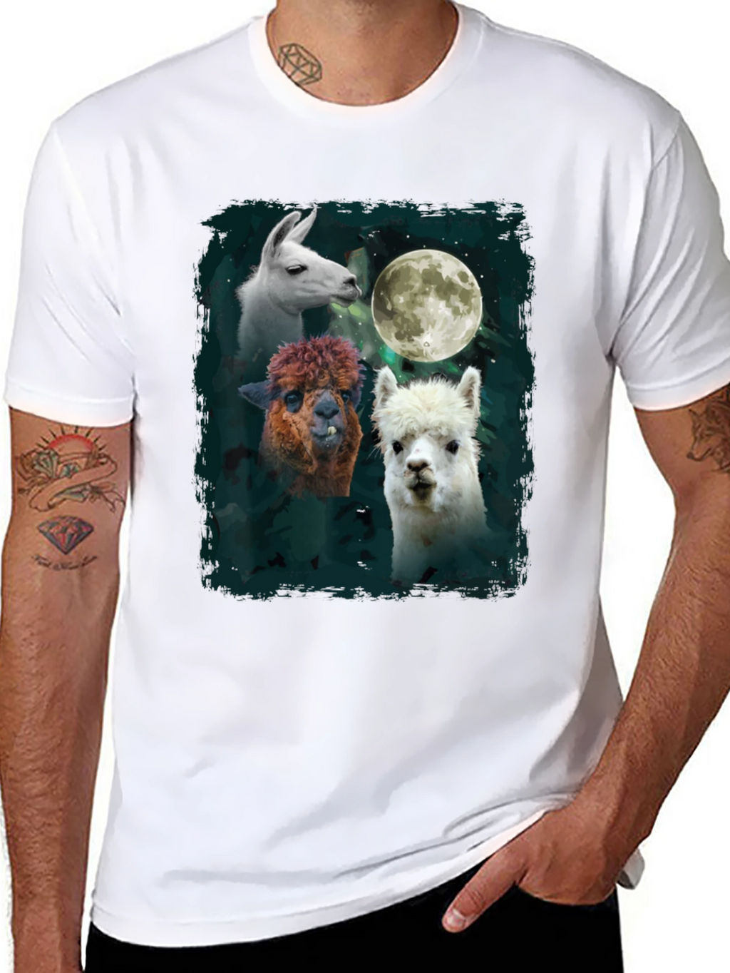 Llama Moon T-Shirt - Unique Animal Graphic Tee