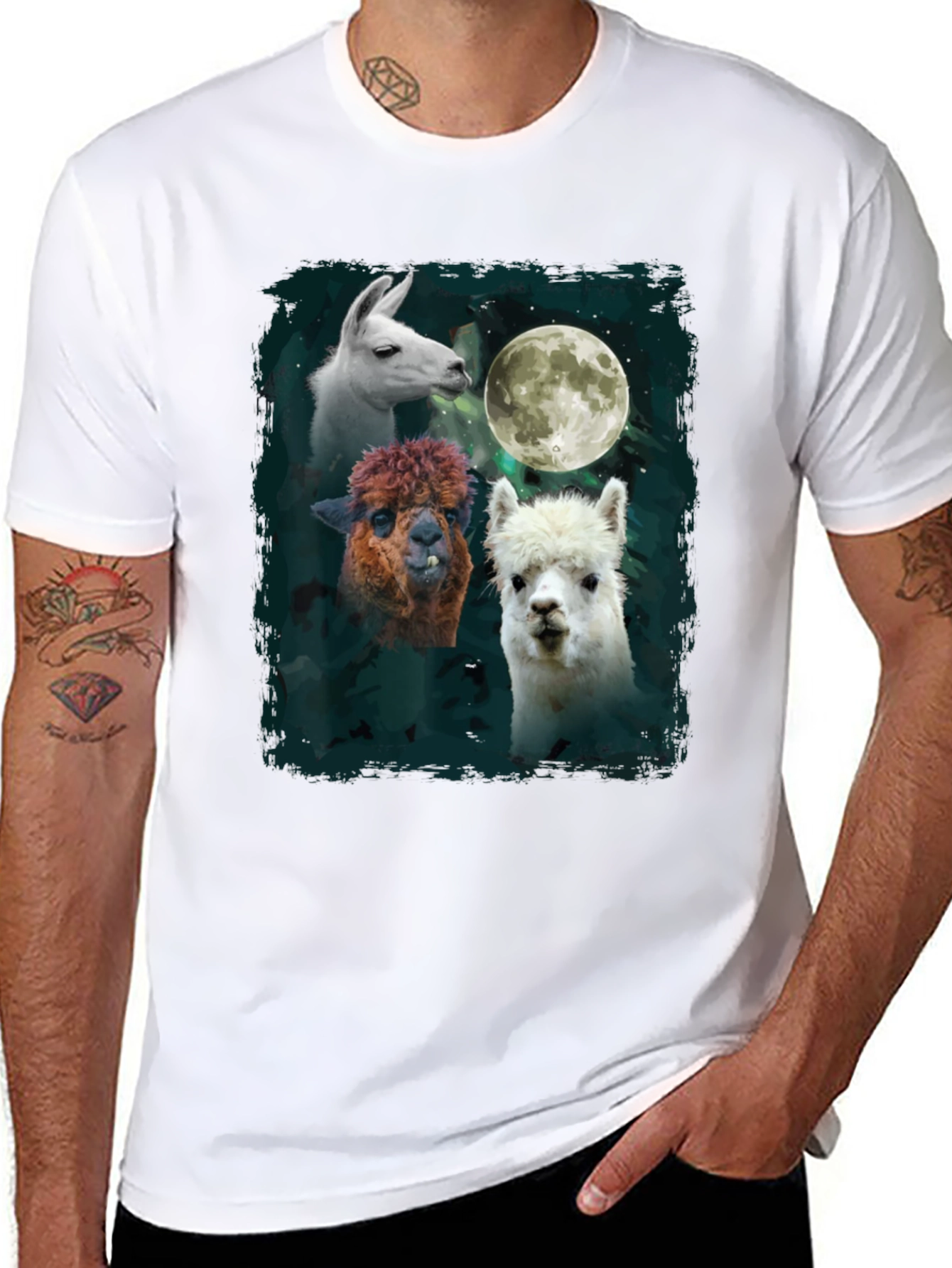 Llama Moon T-Shirt - Unique Animal Graphic Tee