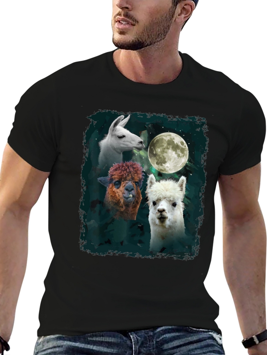 Llama Moon T-Shirt - Unique Animal Graphic Tee