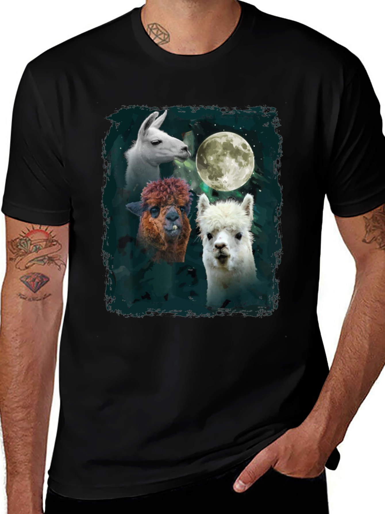 Llama Moon T-Shirt - Unique Animal Graphic Tee