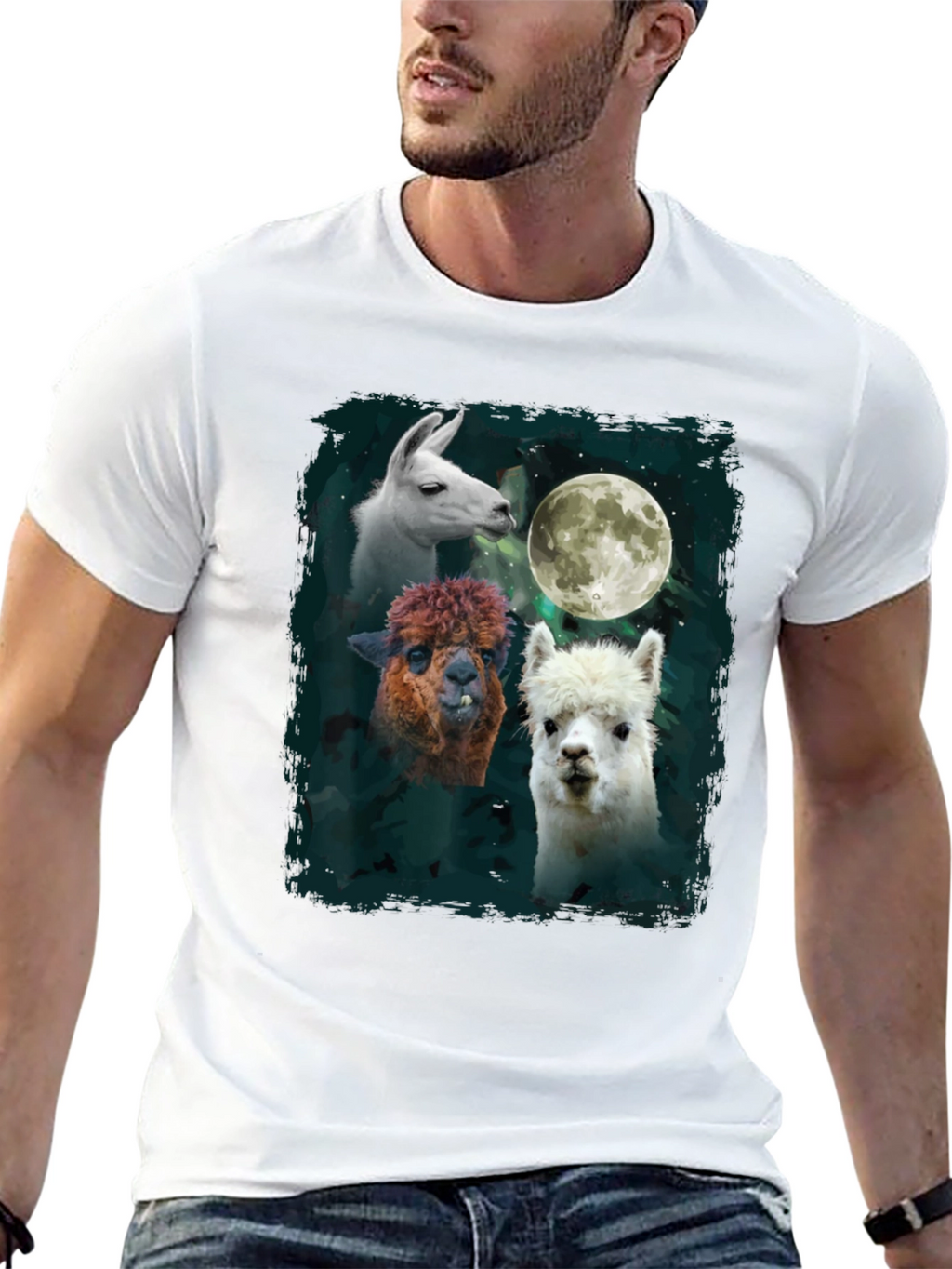 Llama Moon T-Shirt - Unique Animal Graphic Tee