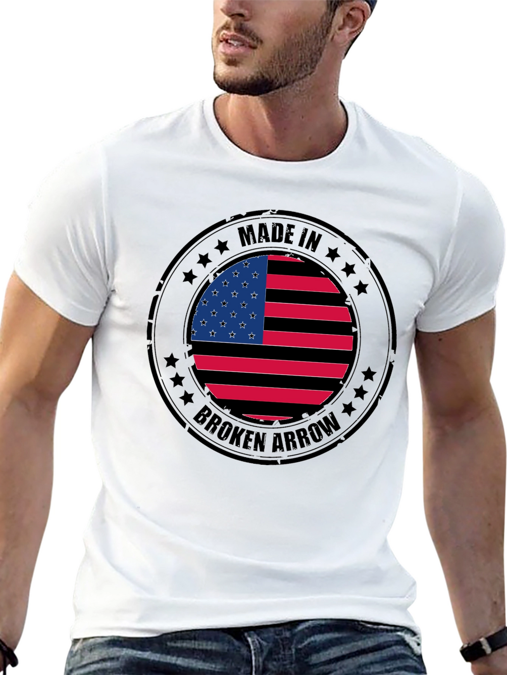 Made in Broken Arrow USA Flag Graphic T-Shirt