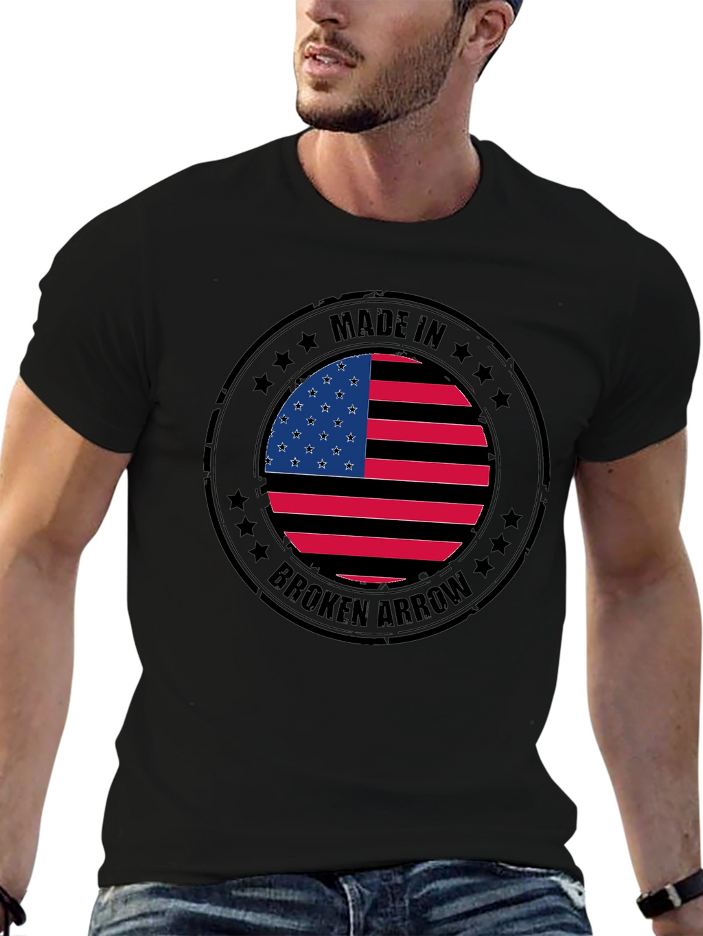 Made in Broken Arrow USA Flag Graphic T-Shirt
