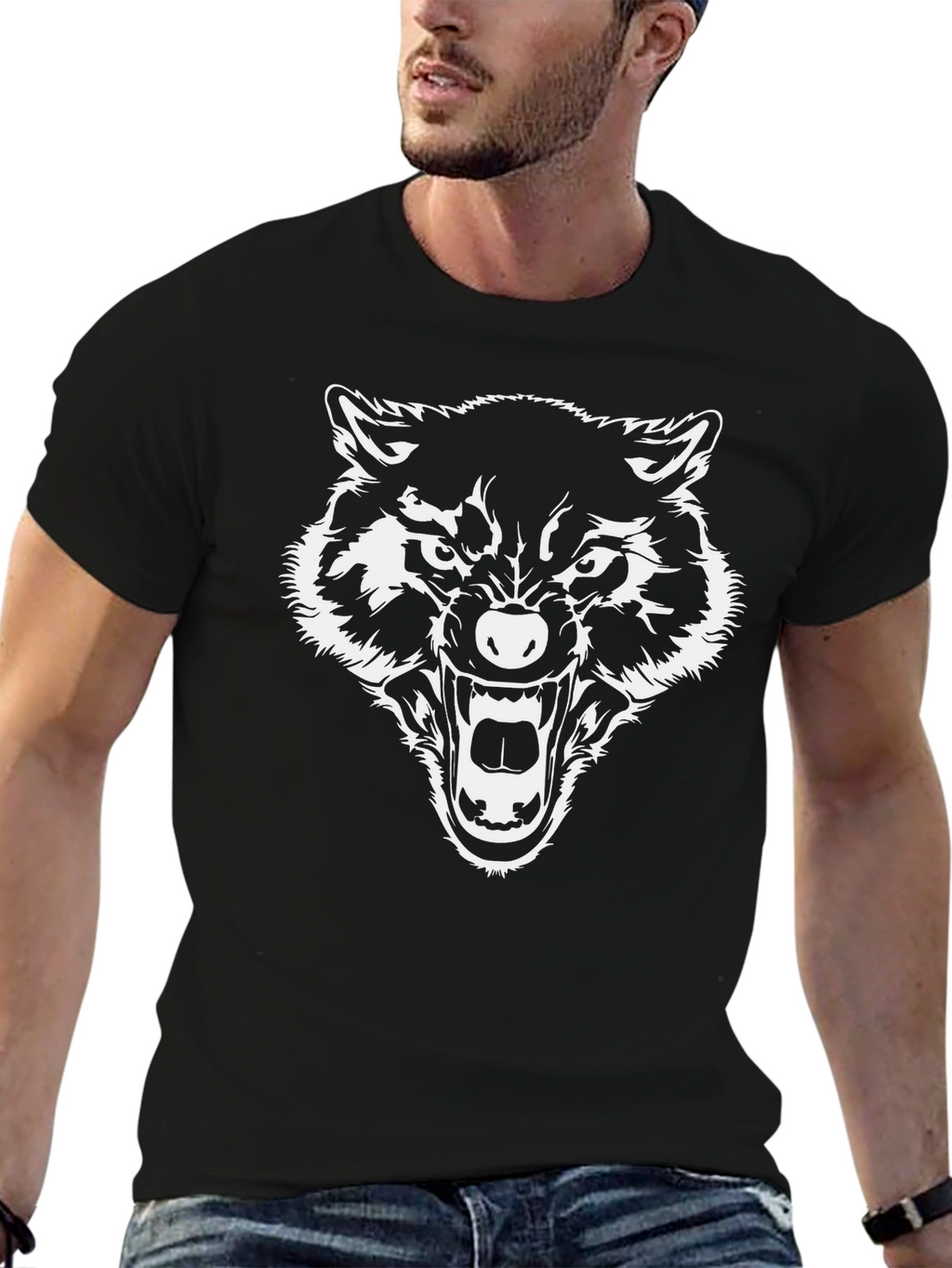Black Wolf Graphic Tee - Bold Statement Shirt