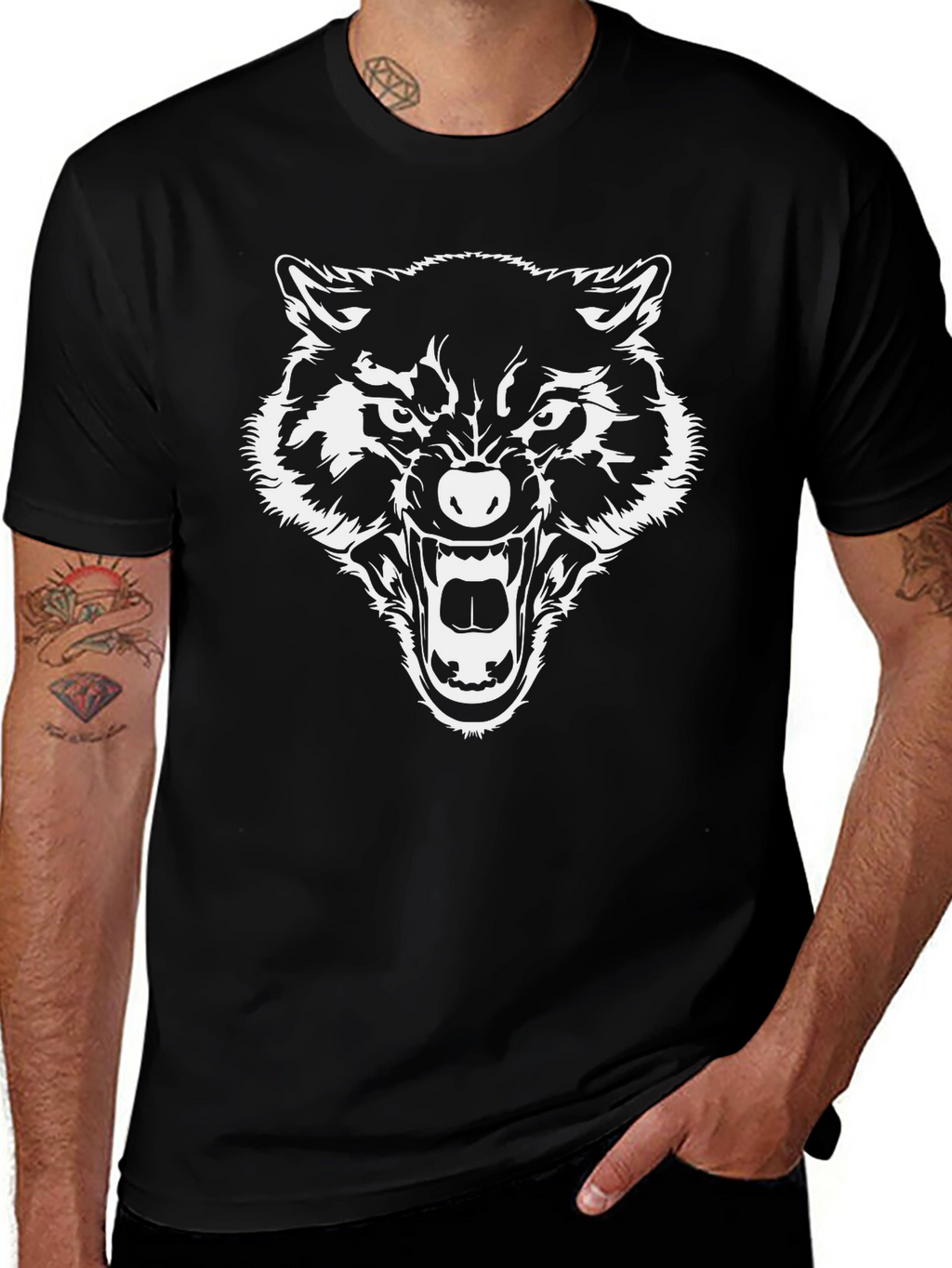 Black Wolf Graphic Tee - Bold Statement Shirt