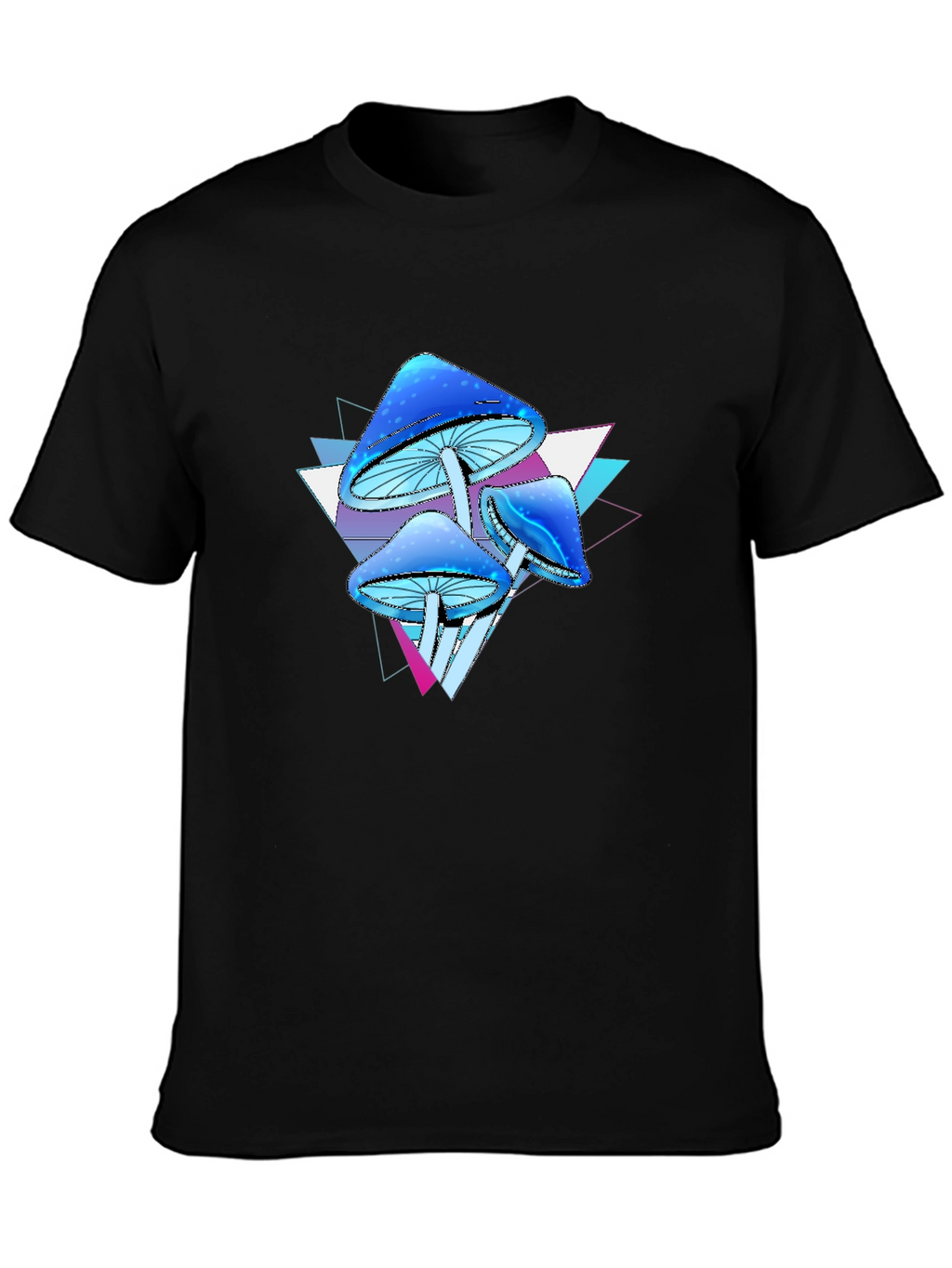 Psychedelic Mushroom Graphic Tee - Black Cotton Blend