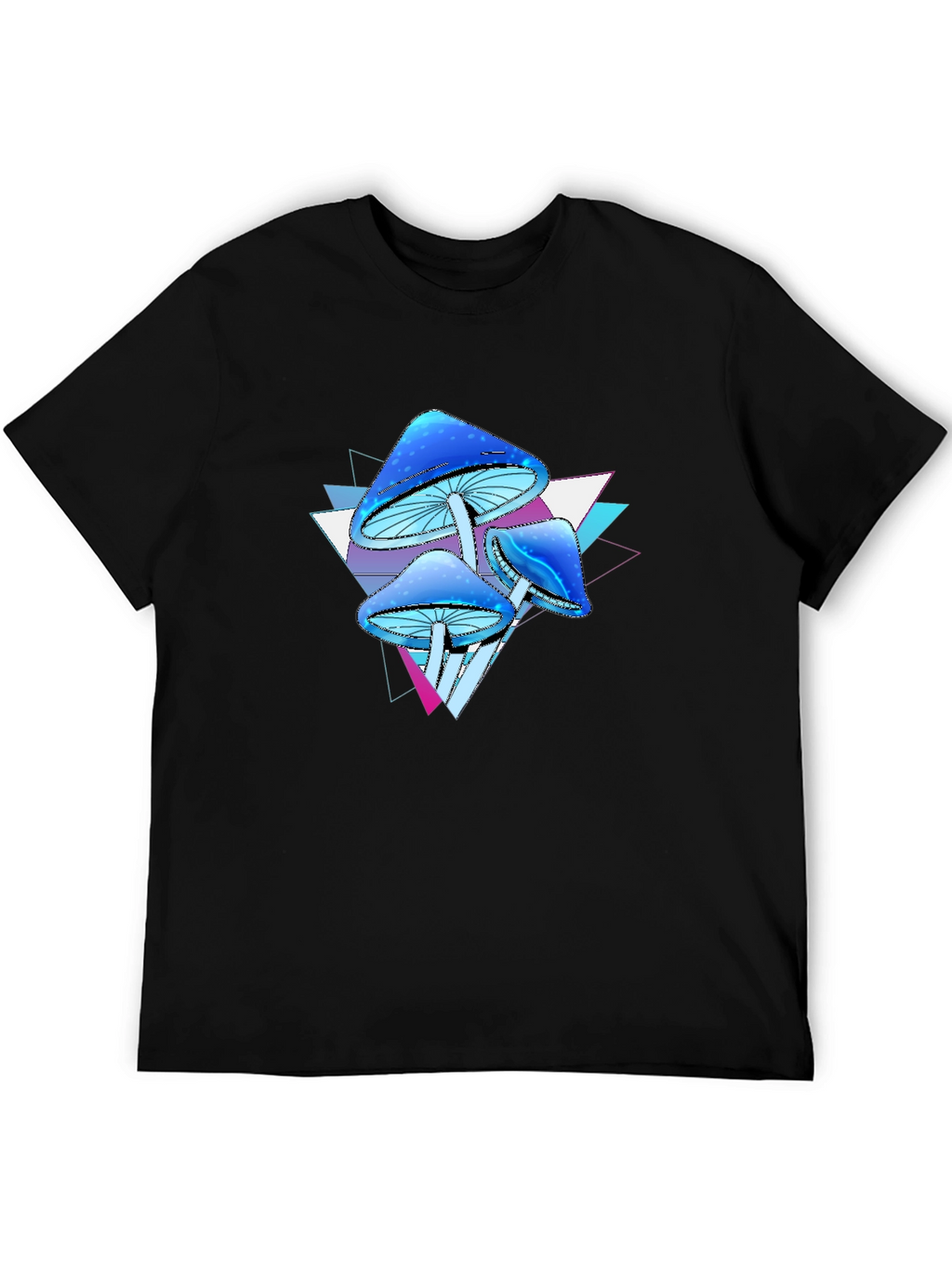 Psychedelic Mushroom Graphic Tee - Black Cotton Blend