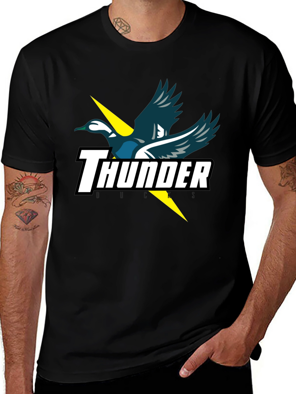 Thunder Ducks Graphic Tee - Black Cotton T-Shirt