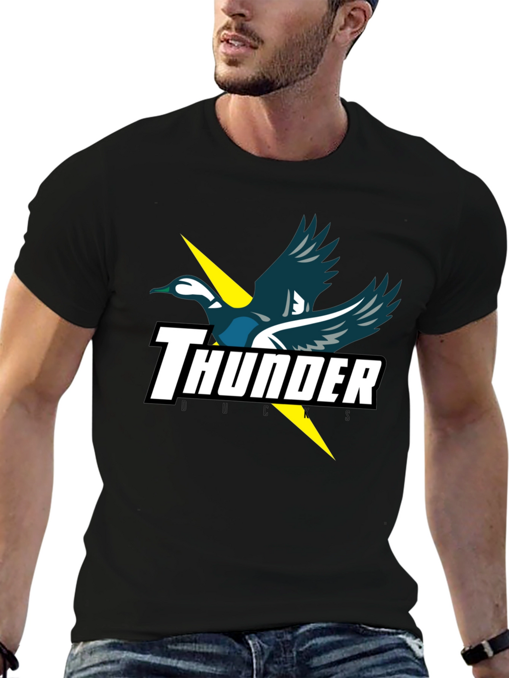 Thunder Ducks Graphic Tee - Black Cotton T-Shirt