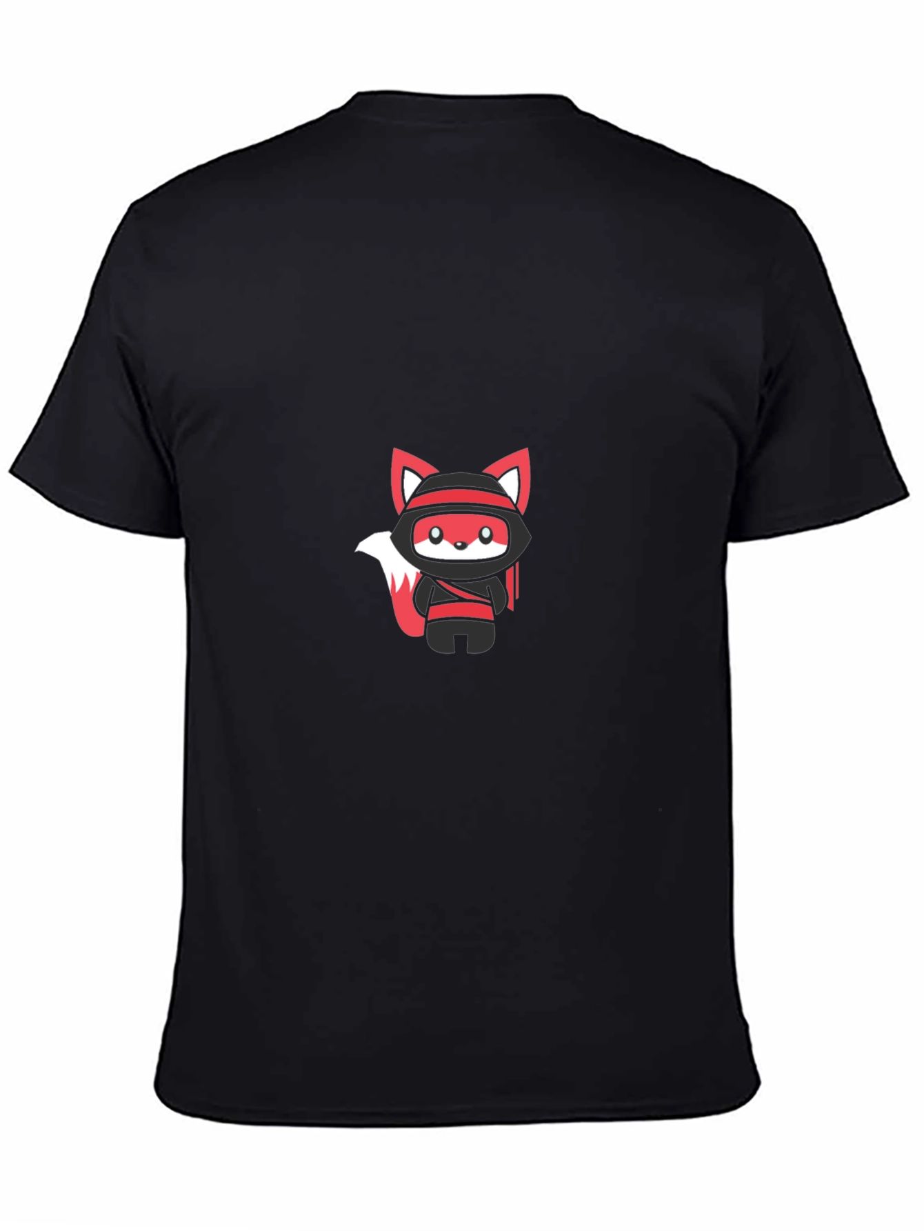 Ninja Fox Graphic Tee - Black Cotton Blend T-Shirt
