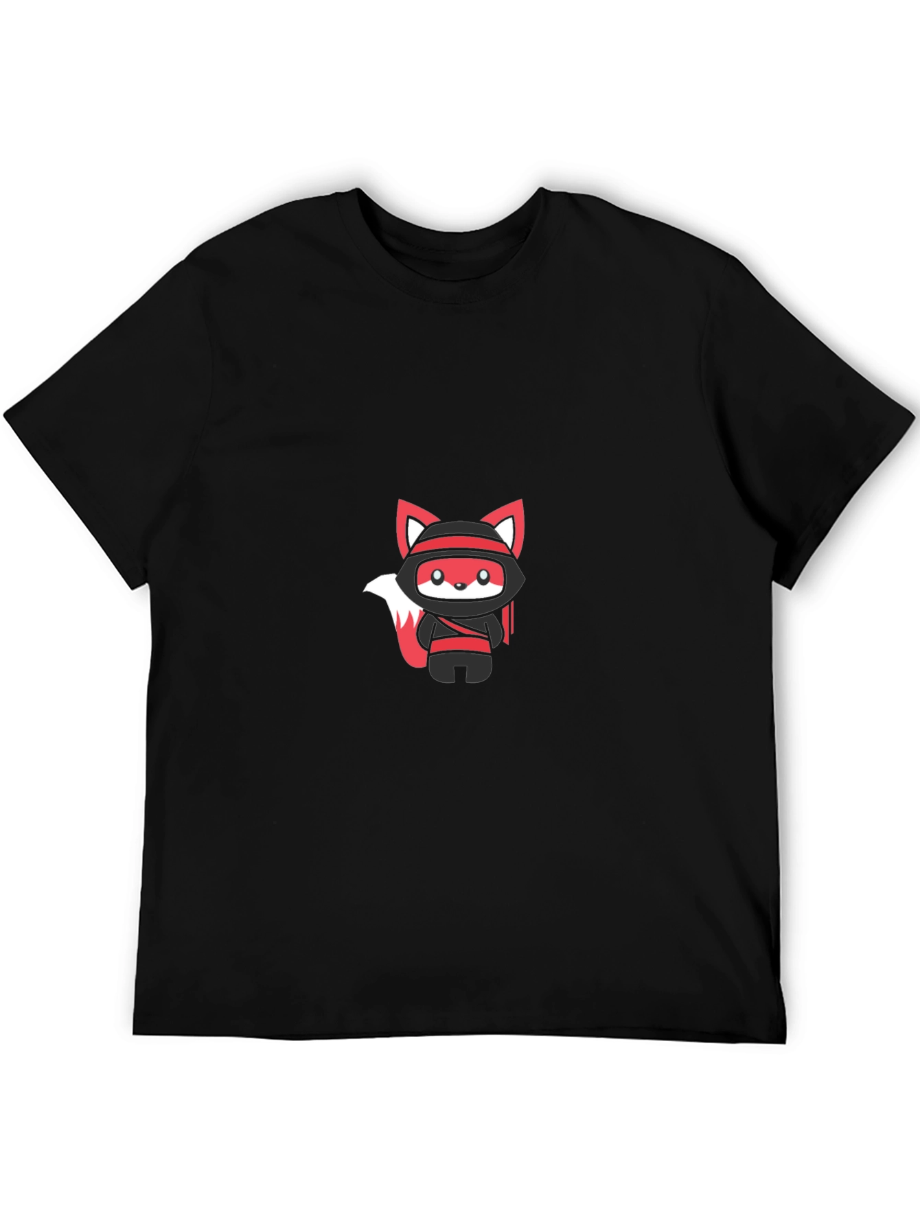 Ninja Fox Graphic Tee - Black Cotton Blend T-Shirt
