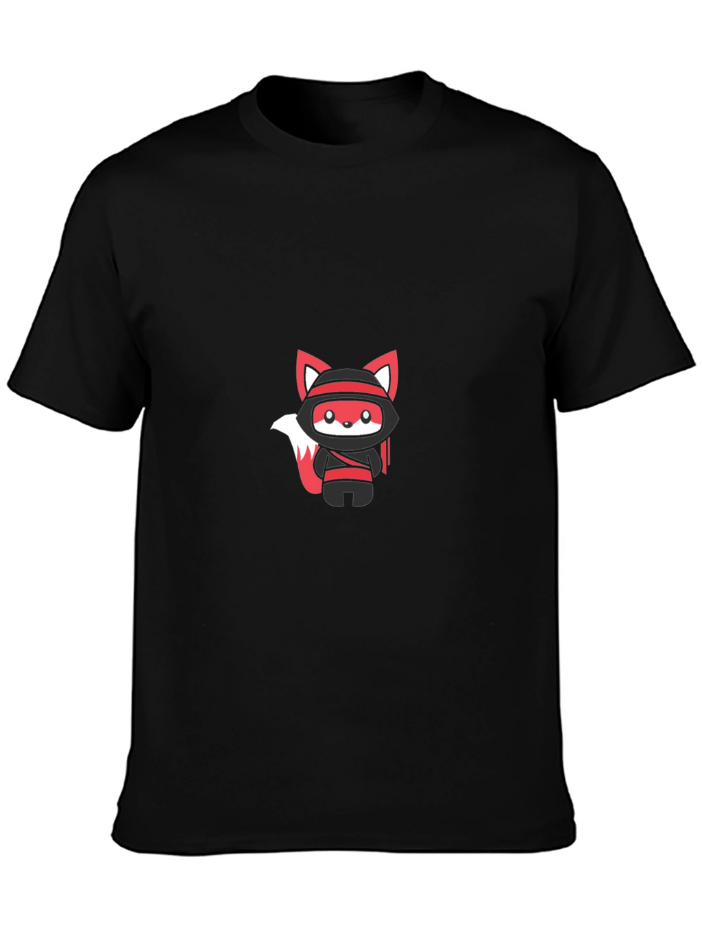 Ninja Fox Graphic Tee - Black Cotton Blend T-Shirt
