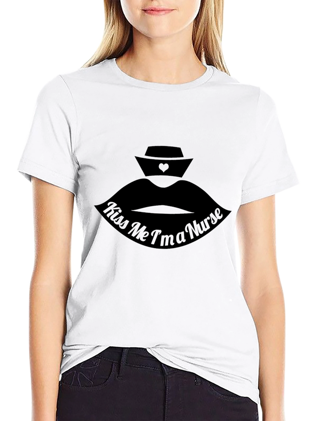 Kiss Me Im a Nurse - Black T-Shirt