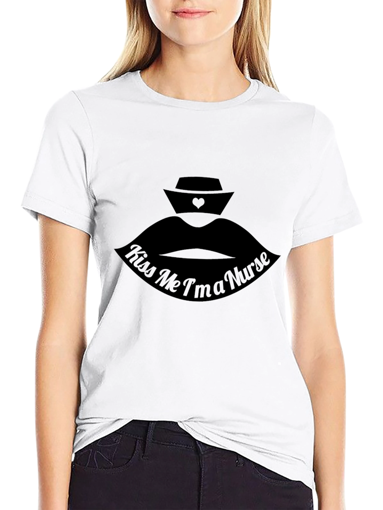 Kiss Me Im a Nurse - Black T-Shirt
