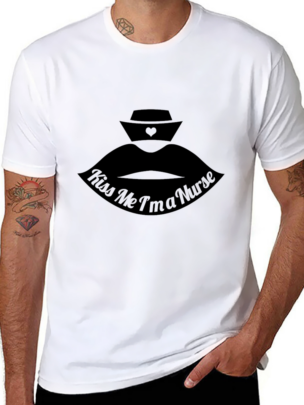 Kiss Me Im a Nurse - Black T-Shirt