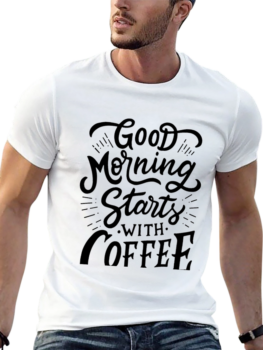 Good Morning Starts with Coffee Graphic Tee