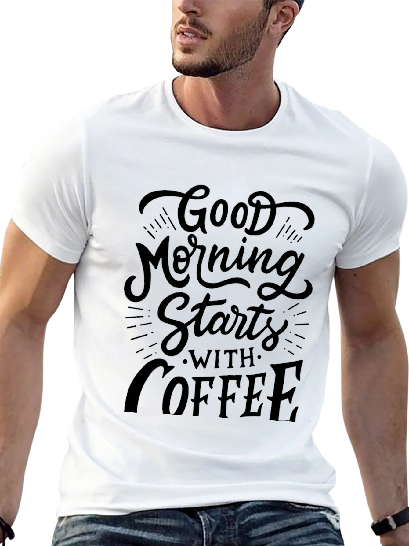 Good Morning Starts with Coffee Graphic Tee