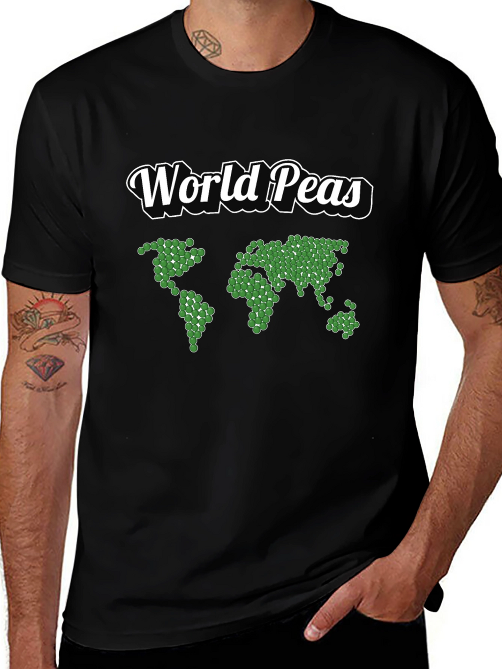 World Peas Graphic T-Shirt - Black Cotton Tee
