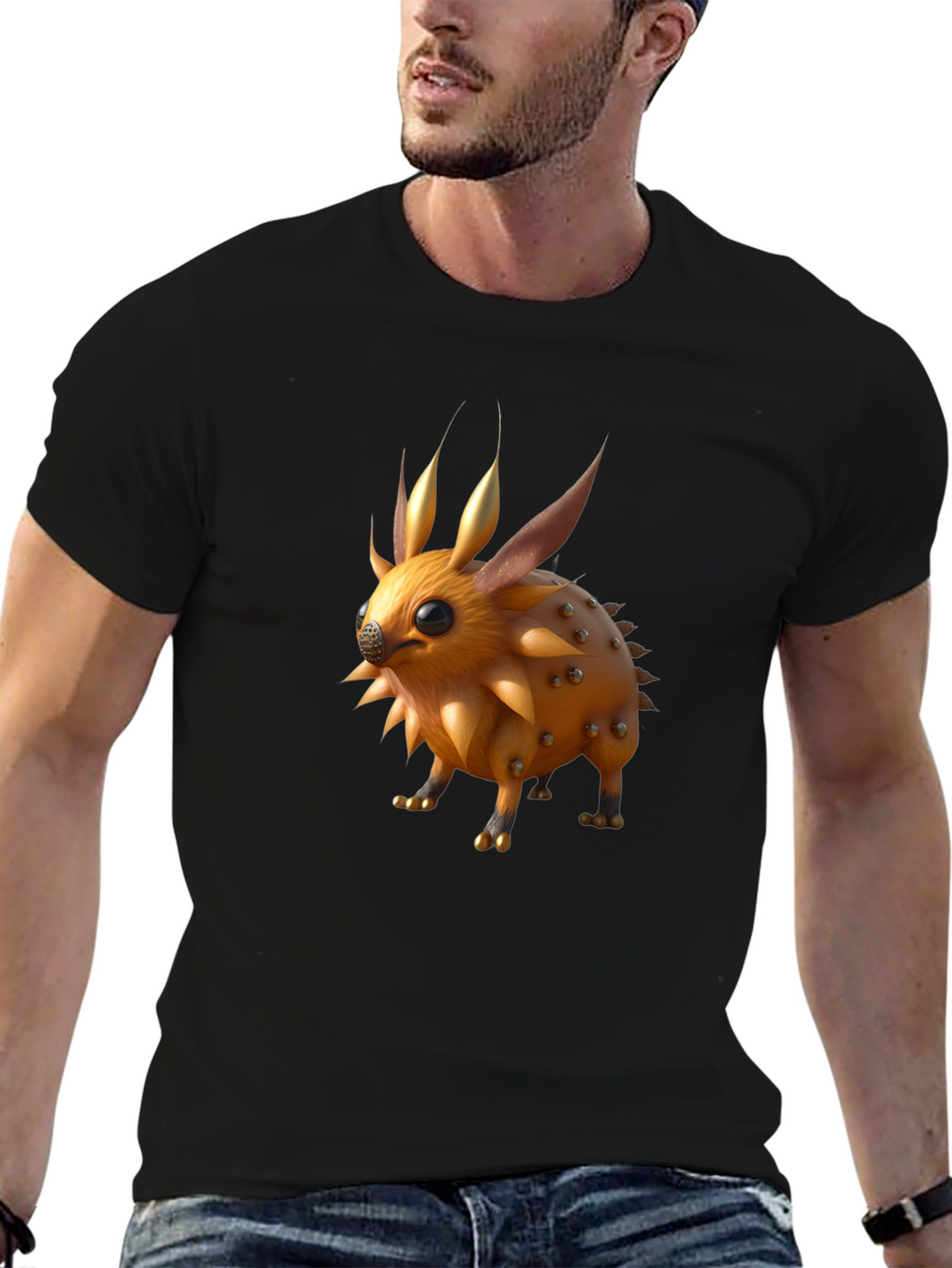 Spiky Creature Graphic Tee - Unisex Black T-Shirt