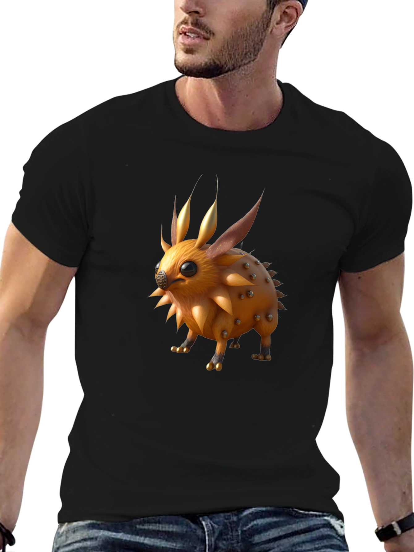 Spiky Creature Graphic Tee - Unisex Black T-Shirt