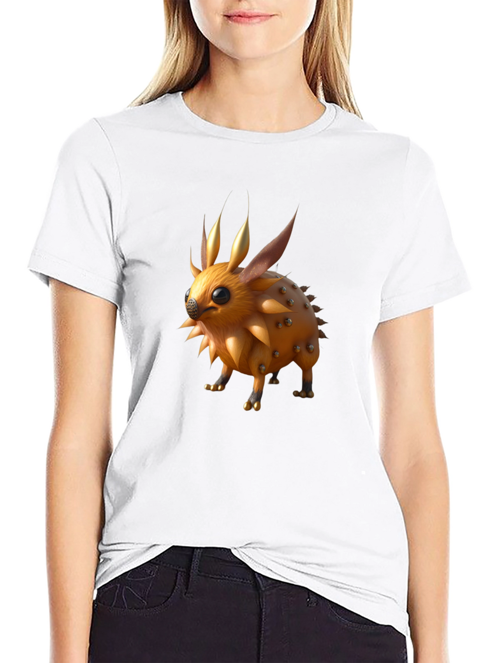 Spiky Creature Graphic Tee - Unisex Black T-Shirt