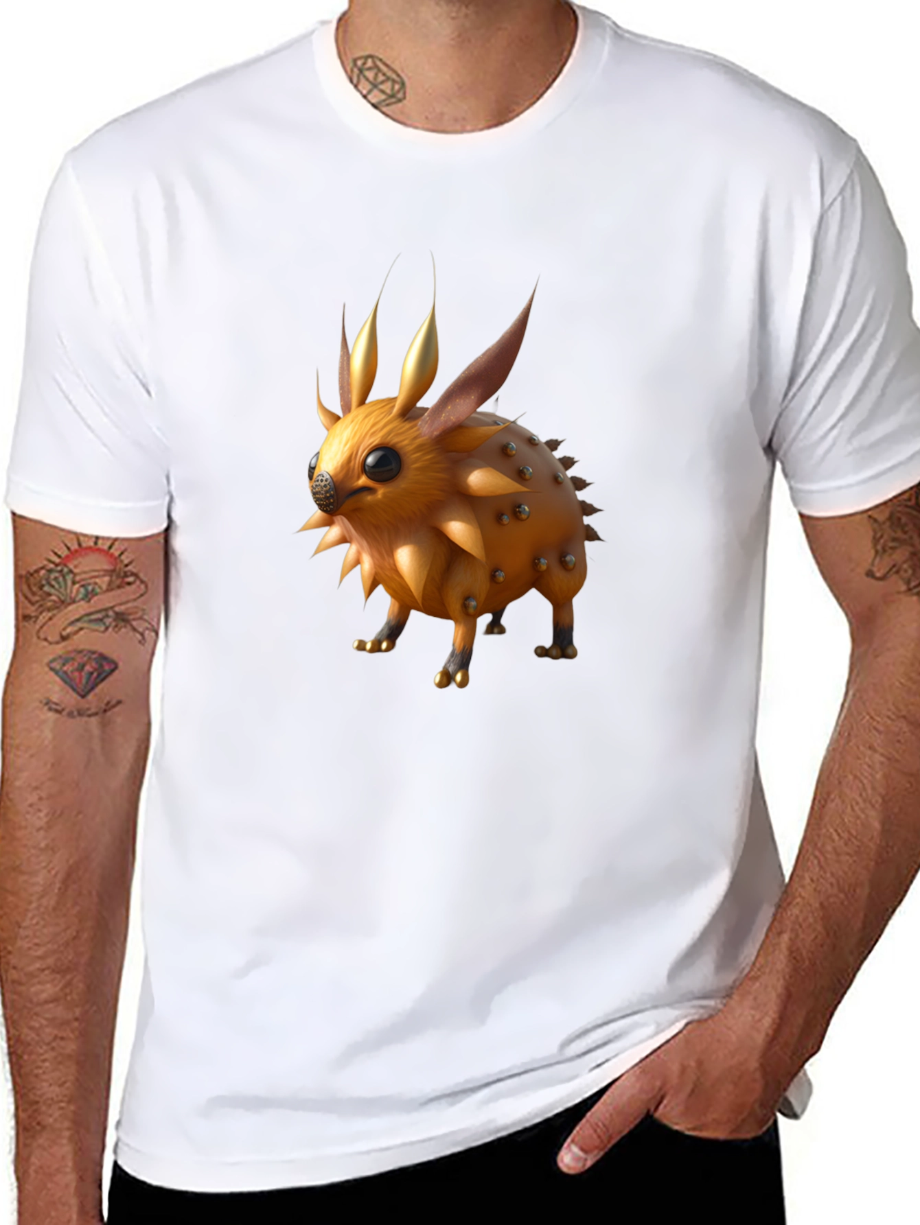 Spiky Creature Graphic Tee - Unisex Black T-Shirt