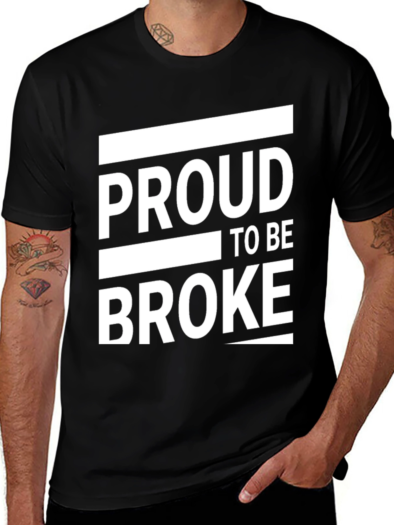 Proud to Be Broke Graphic Tee - Black Casual Shirt