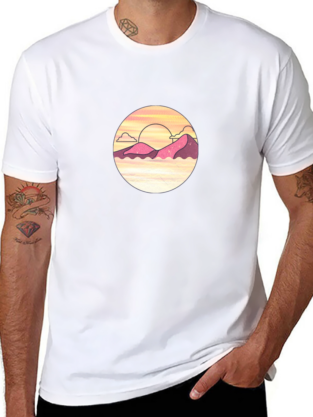 Sunset Mountain Graphic Tee - Black