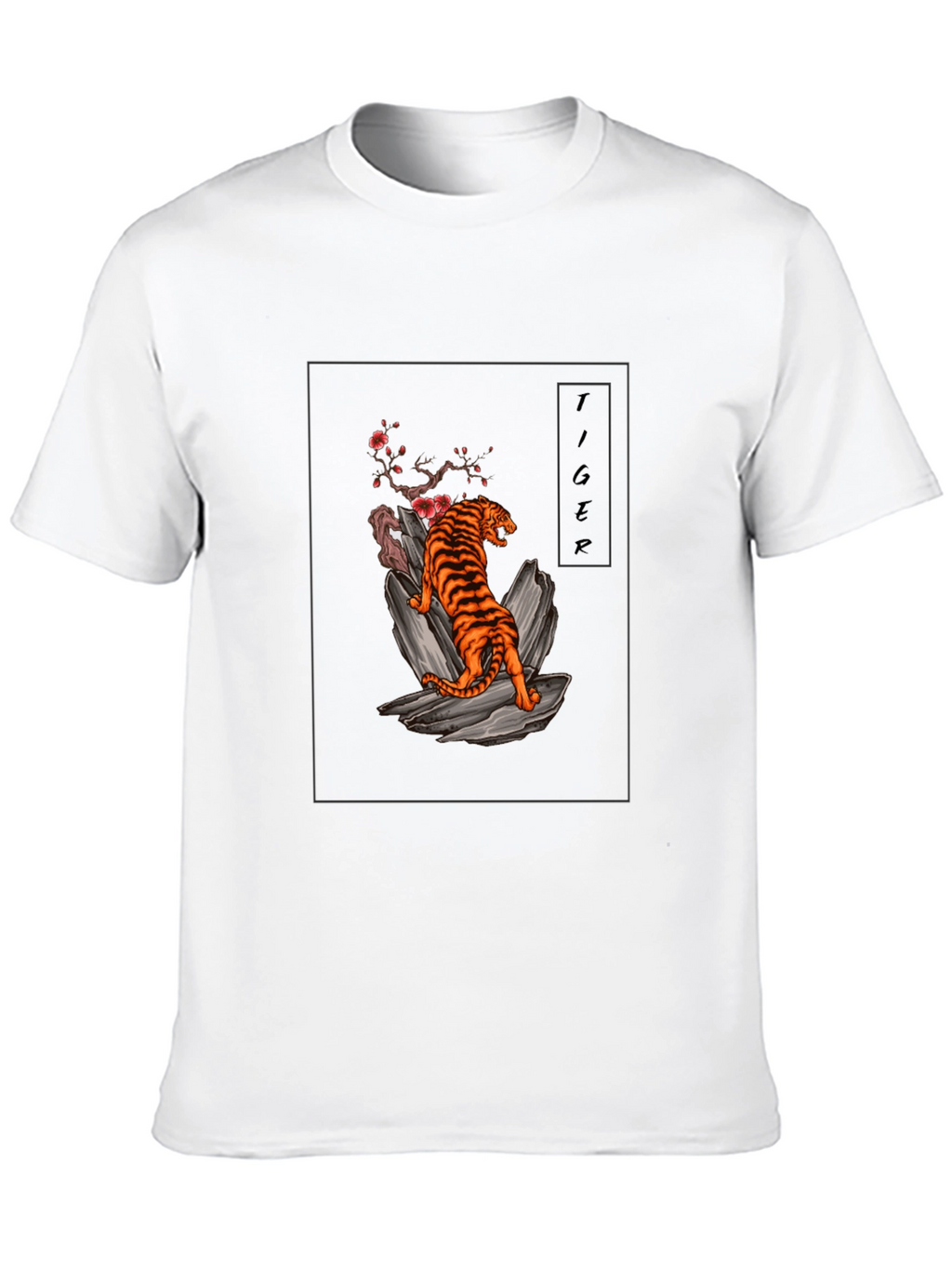 Tiger Graphic Tee - Black Cotton T-Shirt