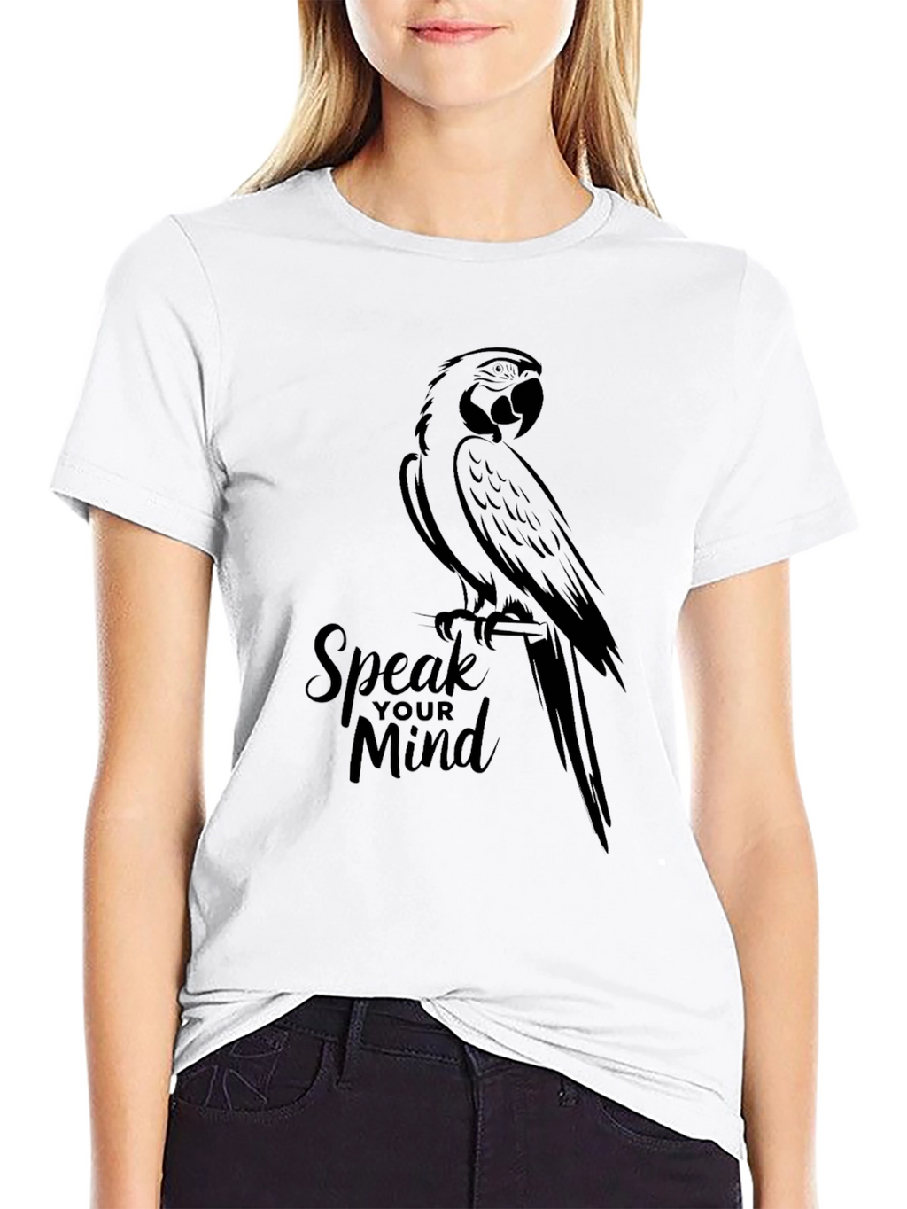Speak Your Mind Parrot Graphic Tee - Black