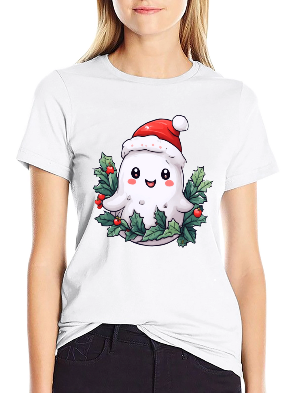 Festive Ghost T-Shirt - Holiday Spirit