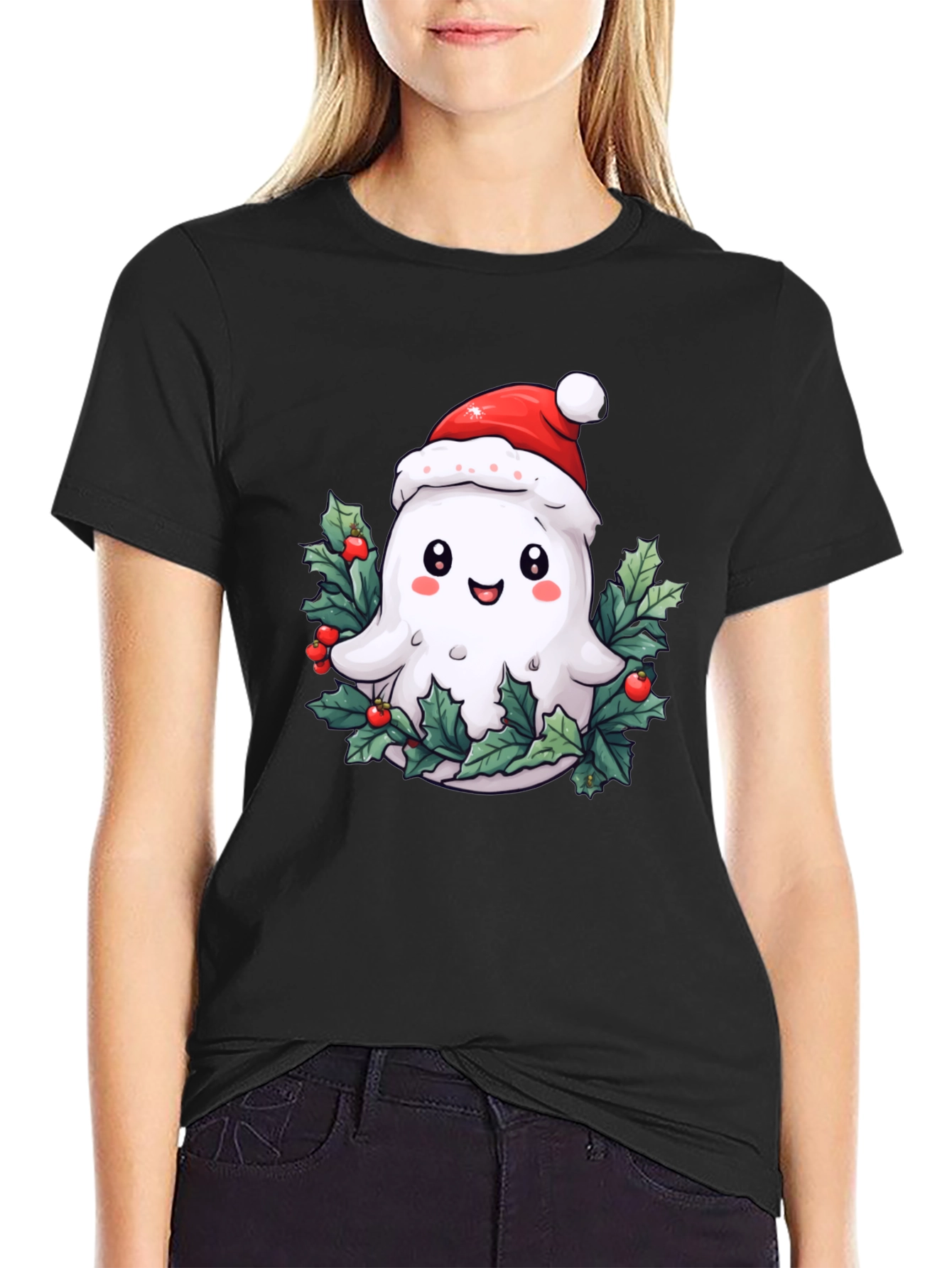 Festive Ghost T-Shirt - Holiday Spirit
