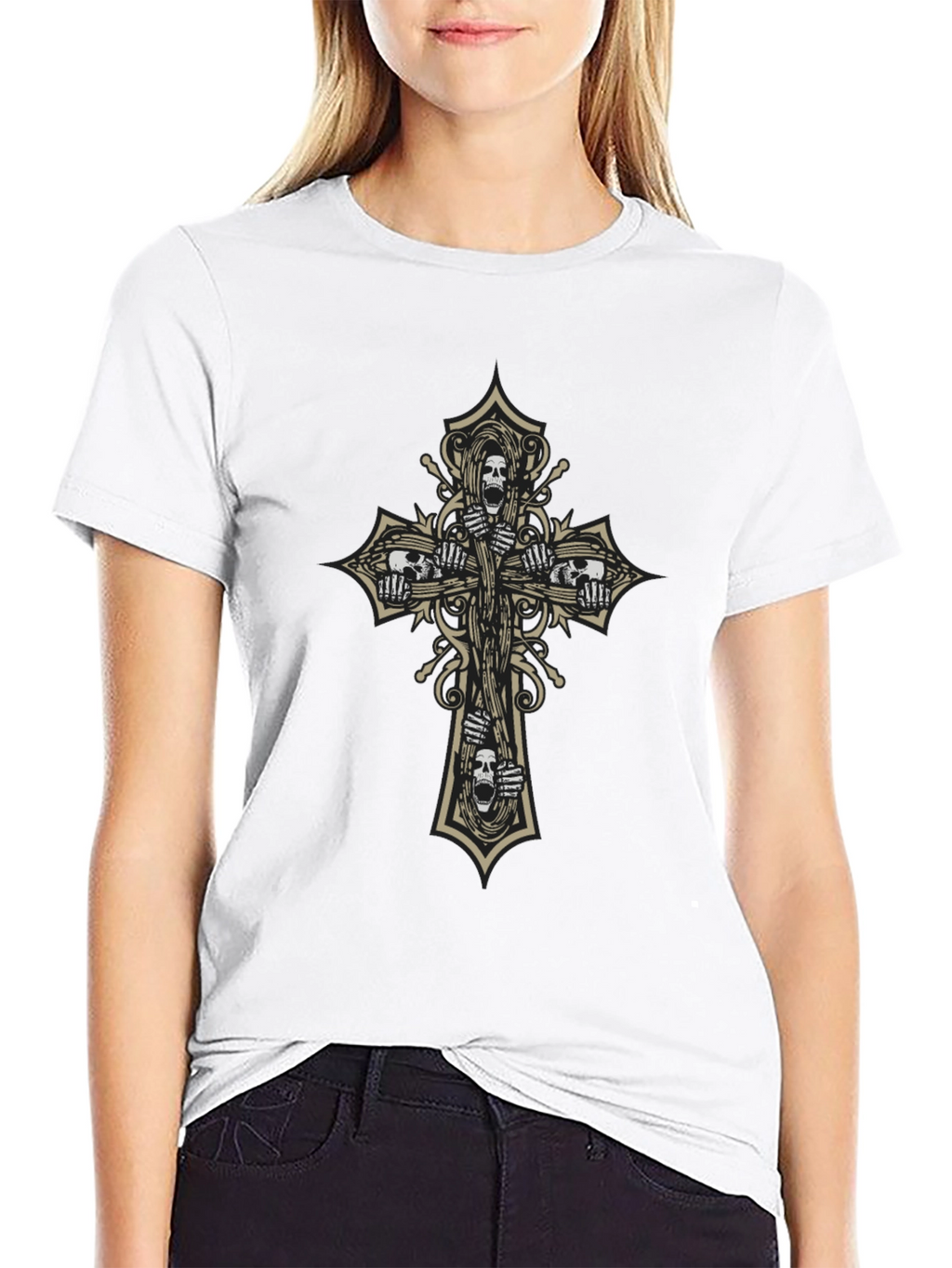 Skull Cross Graphic Tee - Edgy Dark Fashion