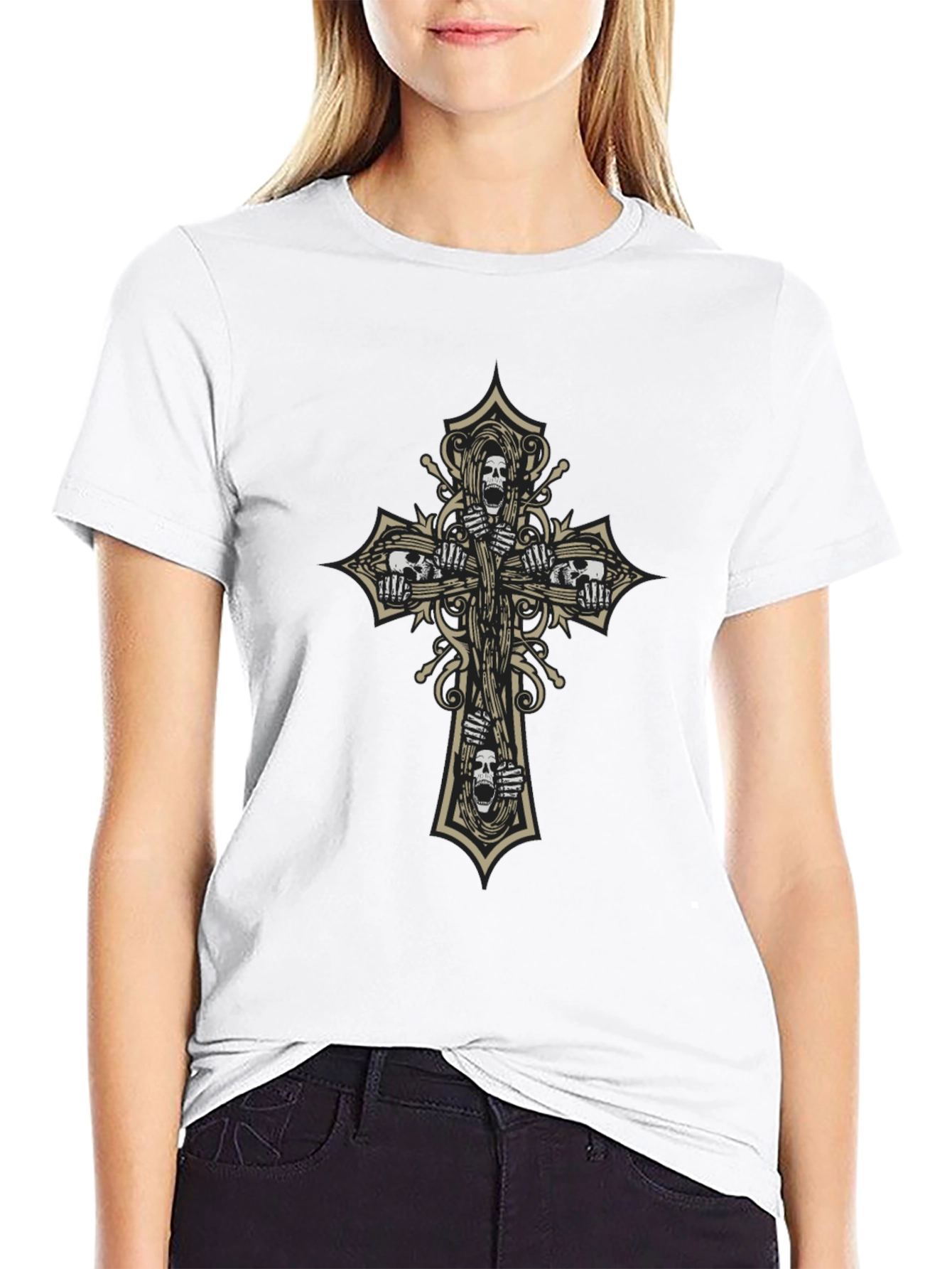 Skull Cross Graphic Tee - Edgy Dark Fashion