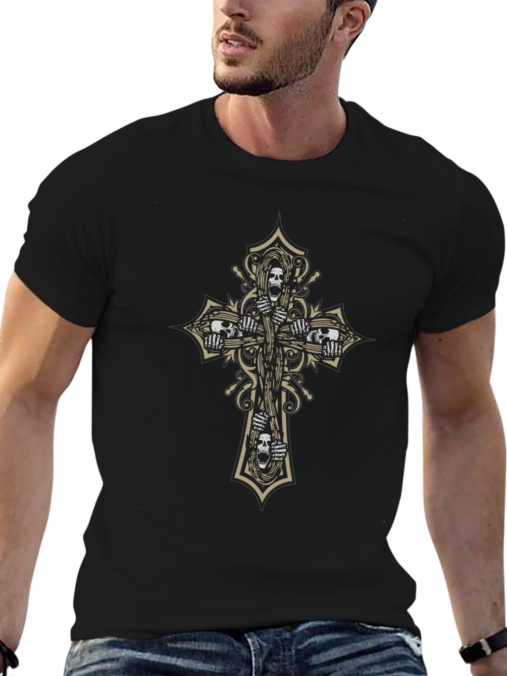 Skull Cross Graphic Tee - Edgy Dark Fashion