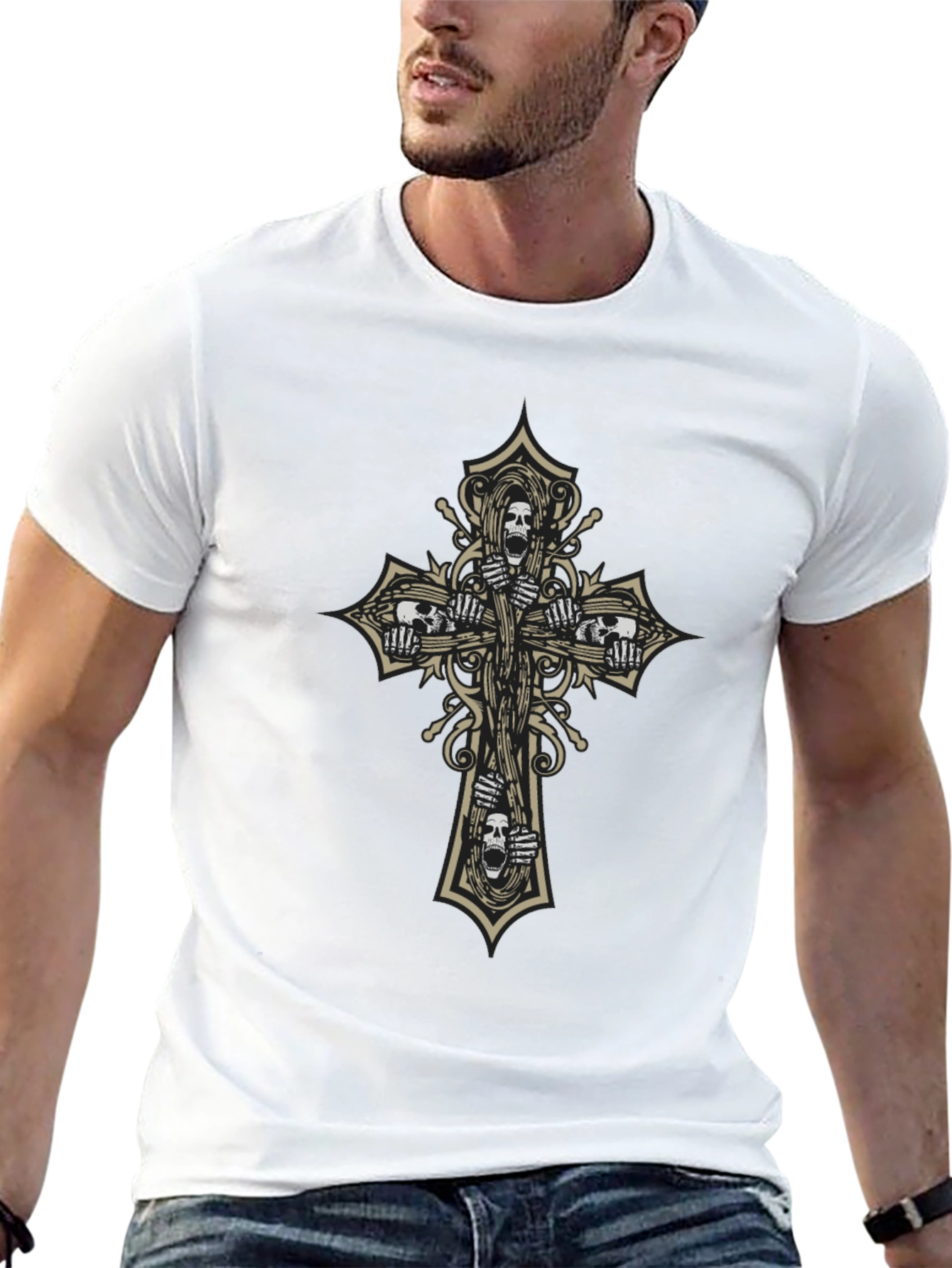 Skull Cross Graphic Tee - Edgy Dark Fashion