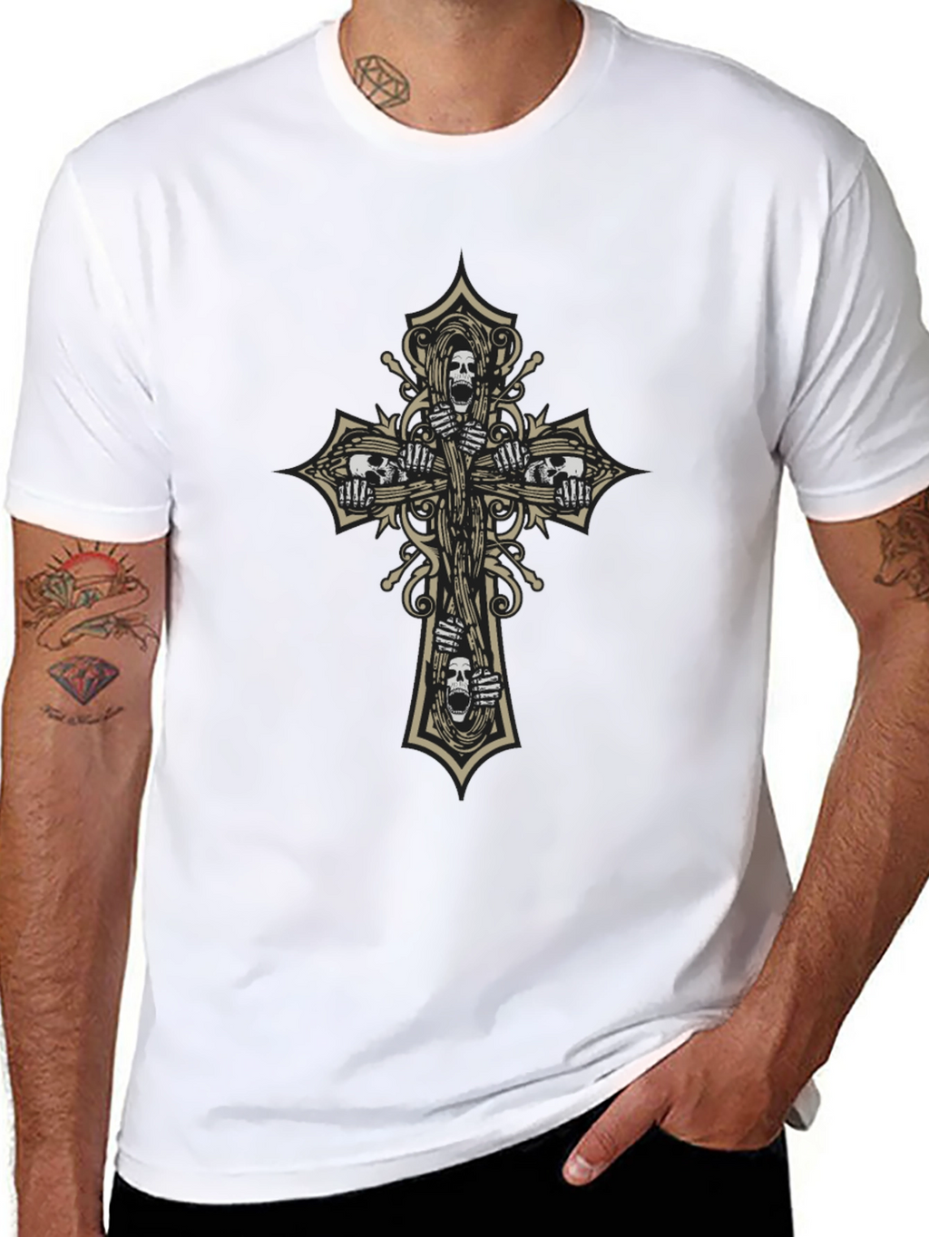 Skull Cross Graphic Tee - Edgy Dark Fashion