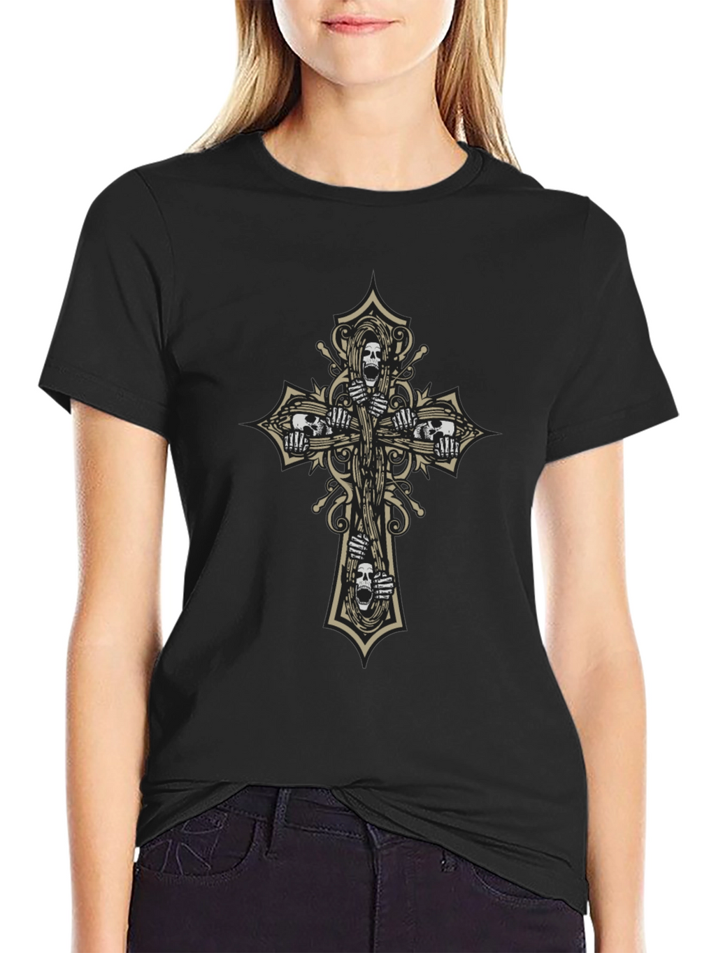 Skull Cross Graphic Tee - Edgy Dark Fashion