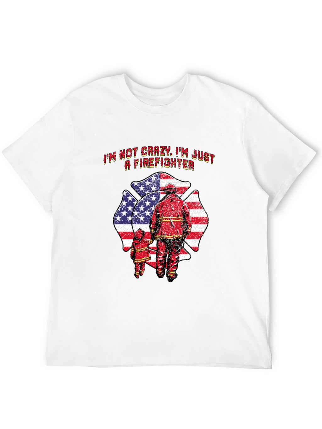 Firefighter Dad T-Shirt - American Flag Maltese Cross